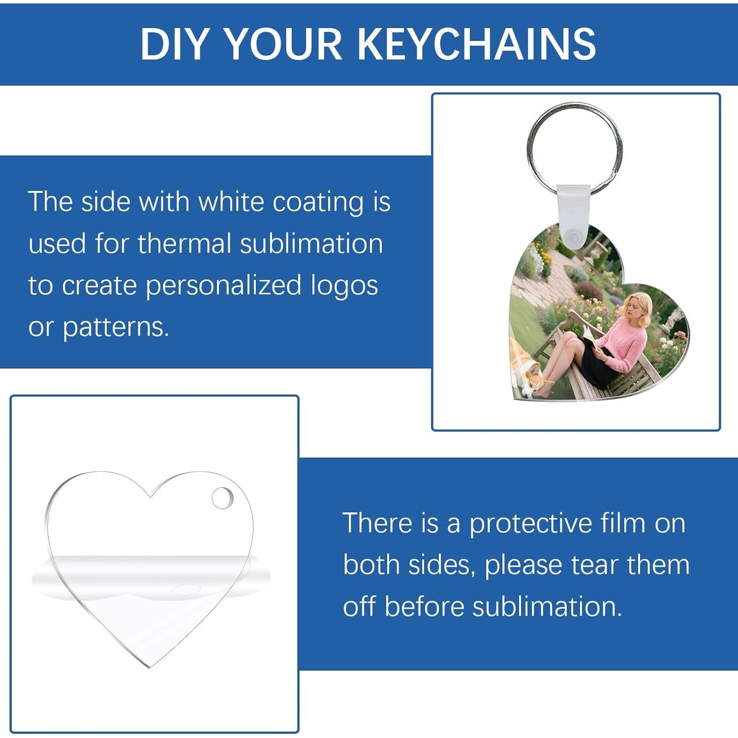 Juego de Llavero Acrílico para Sublimación 180 Piezas DIY