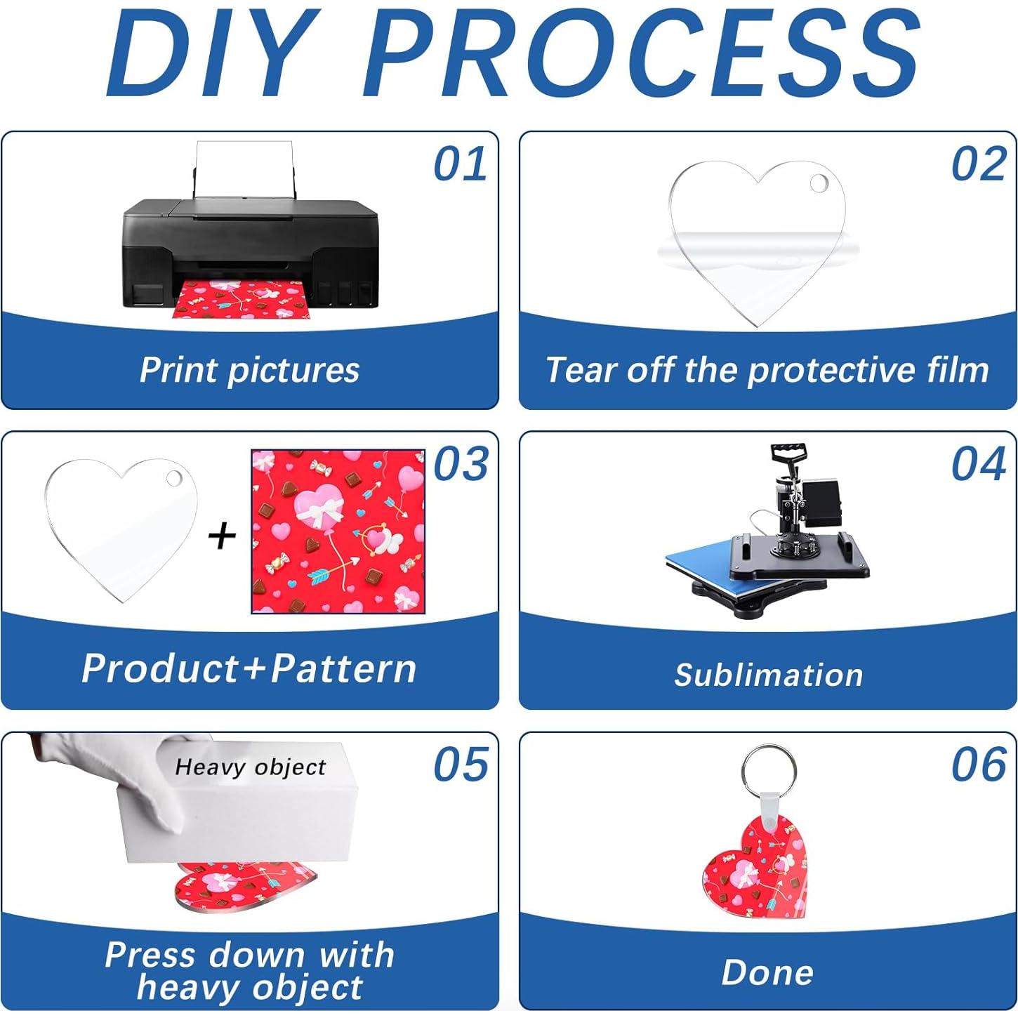 Juego de Llavero Acrílico para Sublimación 180 Piezas DIY
