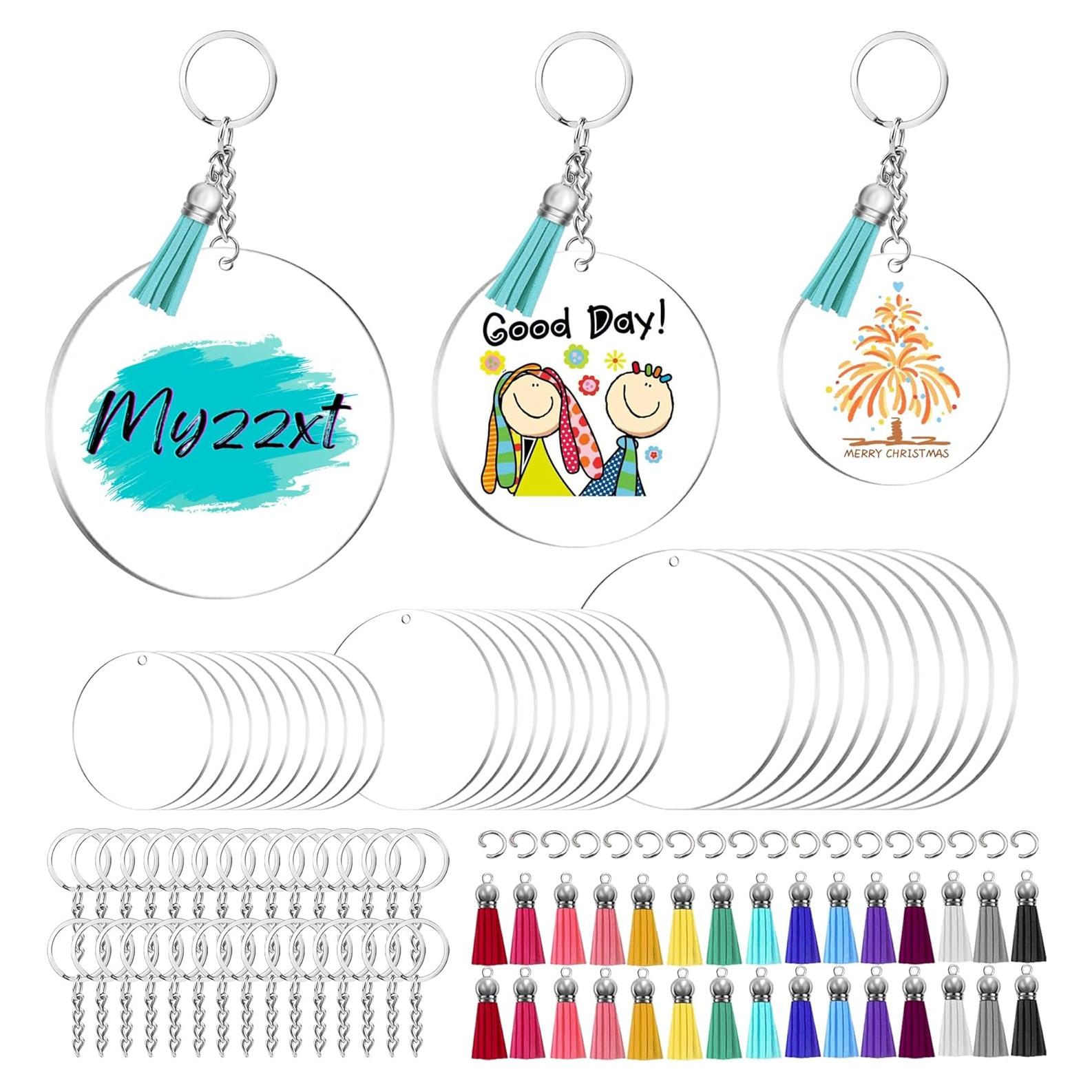 Set de 150 Llaveros Acrílicos en Blanco Myzzxt - Tamaños Mixtos