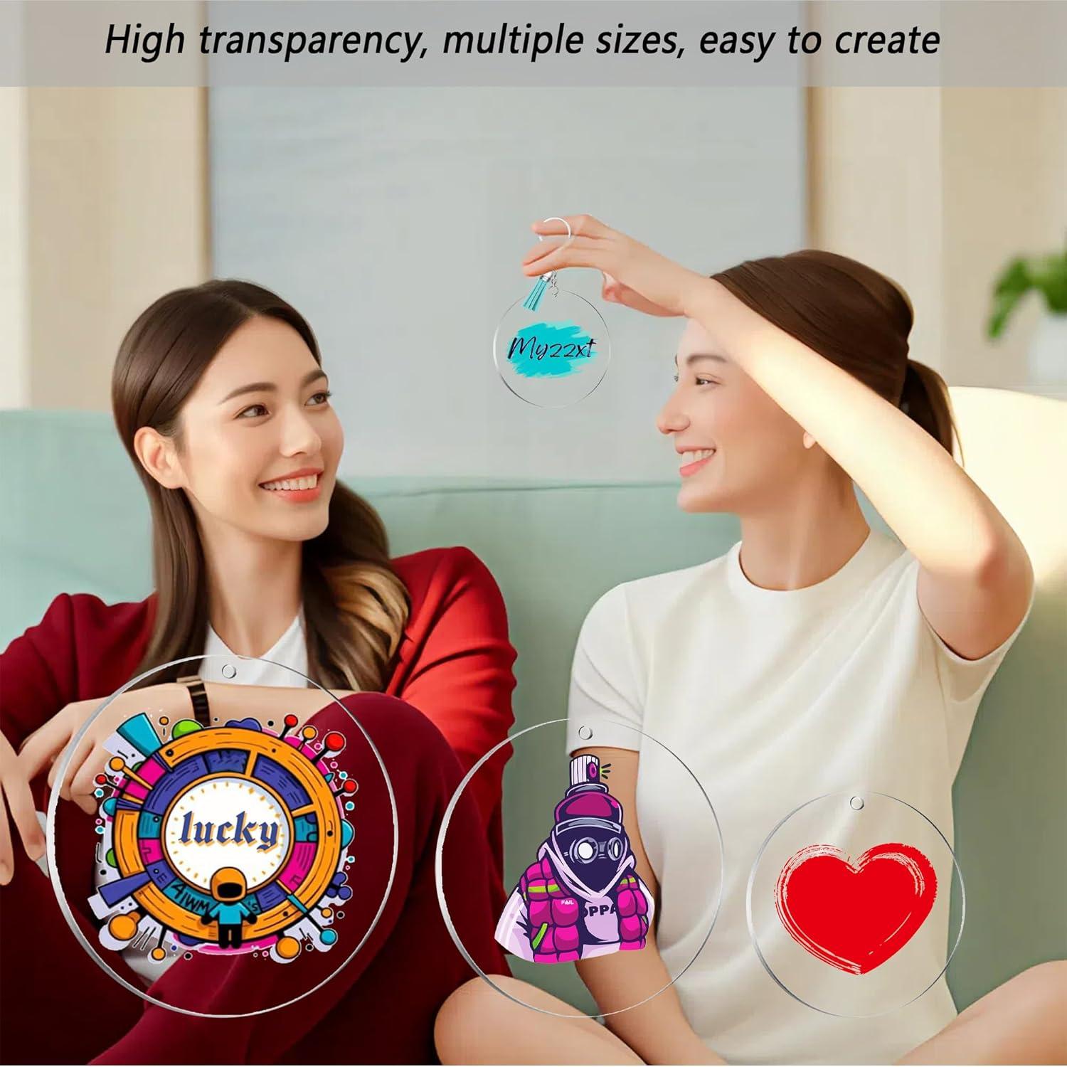 Set de 150 Llaveros Acrílicos en Blanco Myzzxt - Tamaños Mixtos