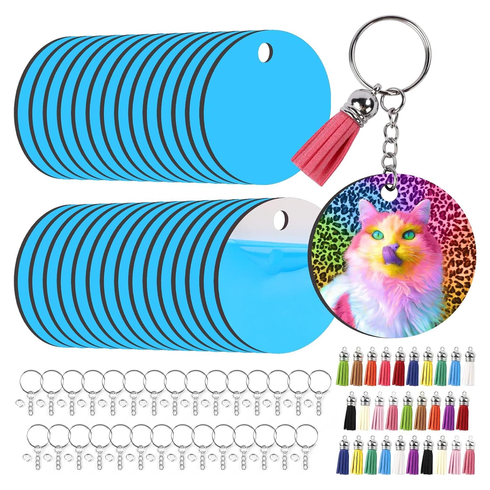 Llaveros en Blanco para Sublimación HTVRONT - 30 Piezas Redondos