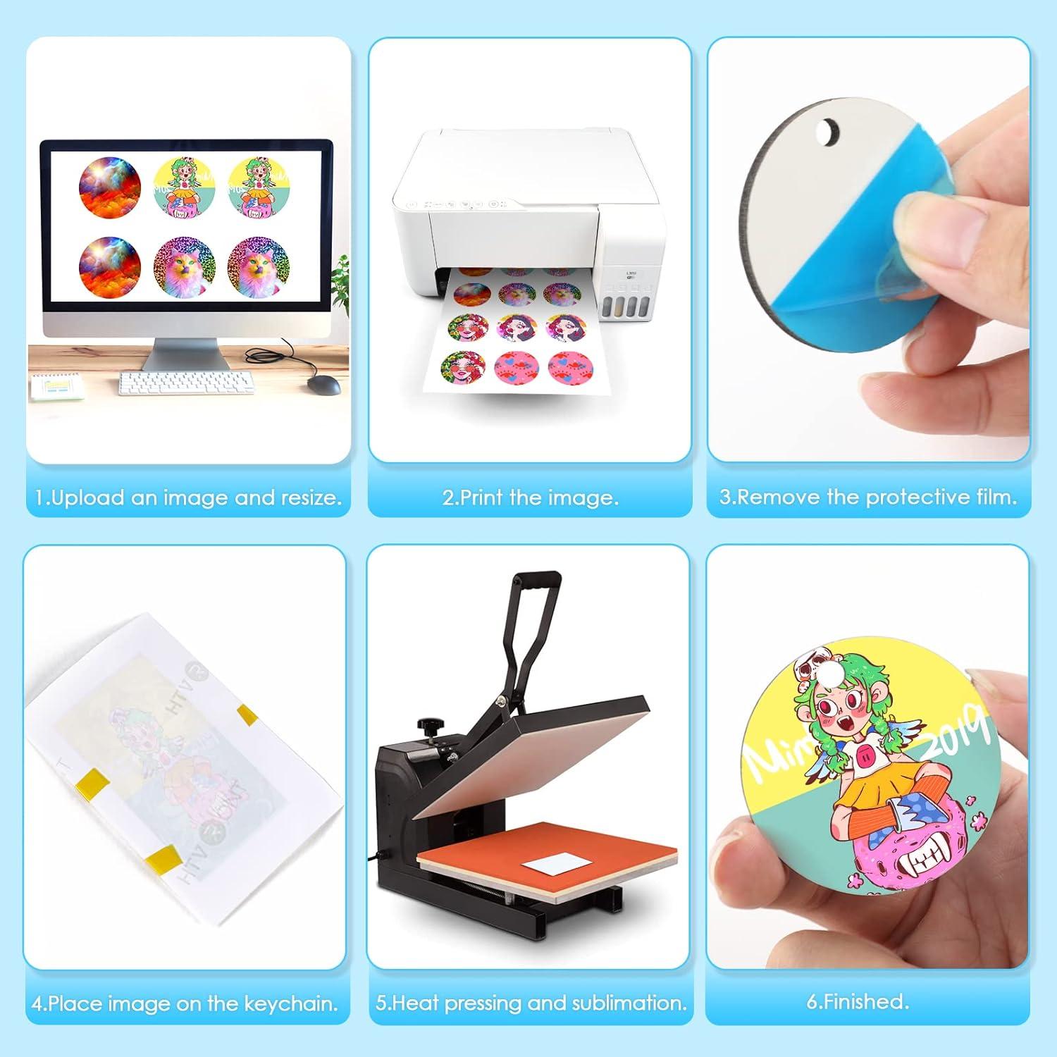 Llaveros en Blanco para Sublimación HTVRONT - 30 Piezas Redondos