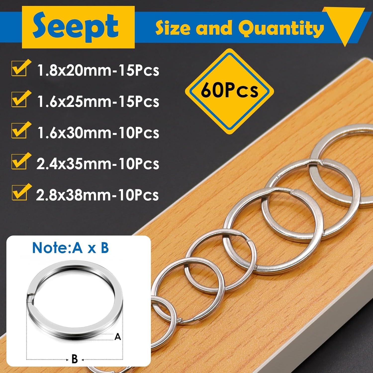 60 Anillas de Llave de Metal Seept 20-38 mm para Manualidades