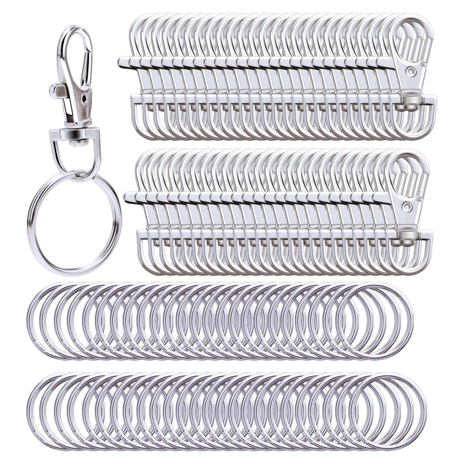 Ganchos Giratorios de Metal Livder y Anillos de Llave 100 Piezas