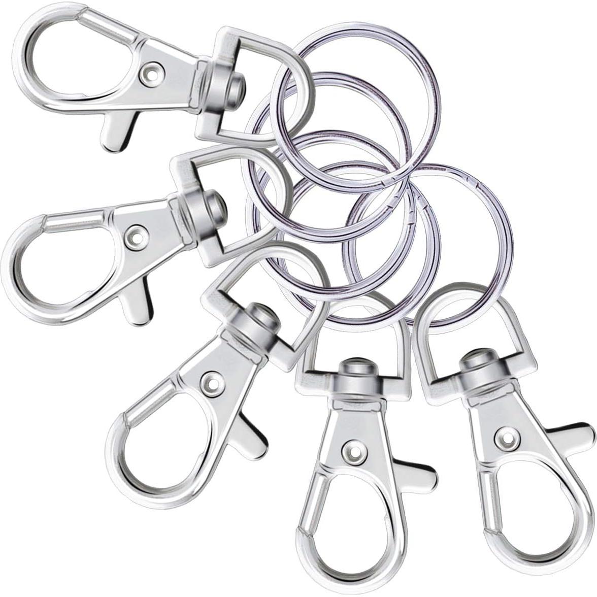 Ganchos Giratorios de Metal Livder y Anillos de Llave 100 Piezas