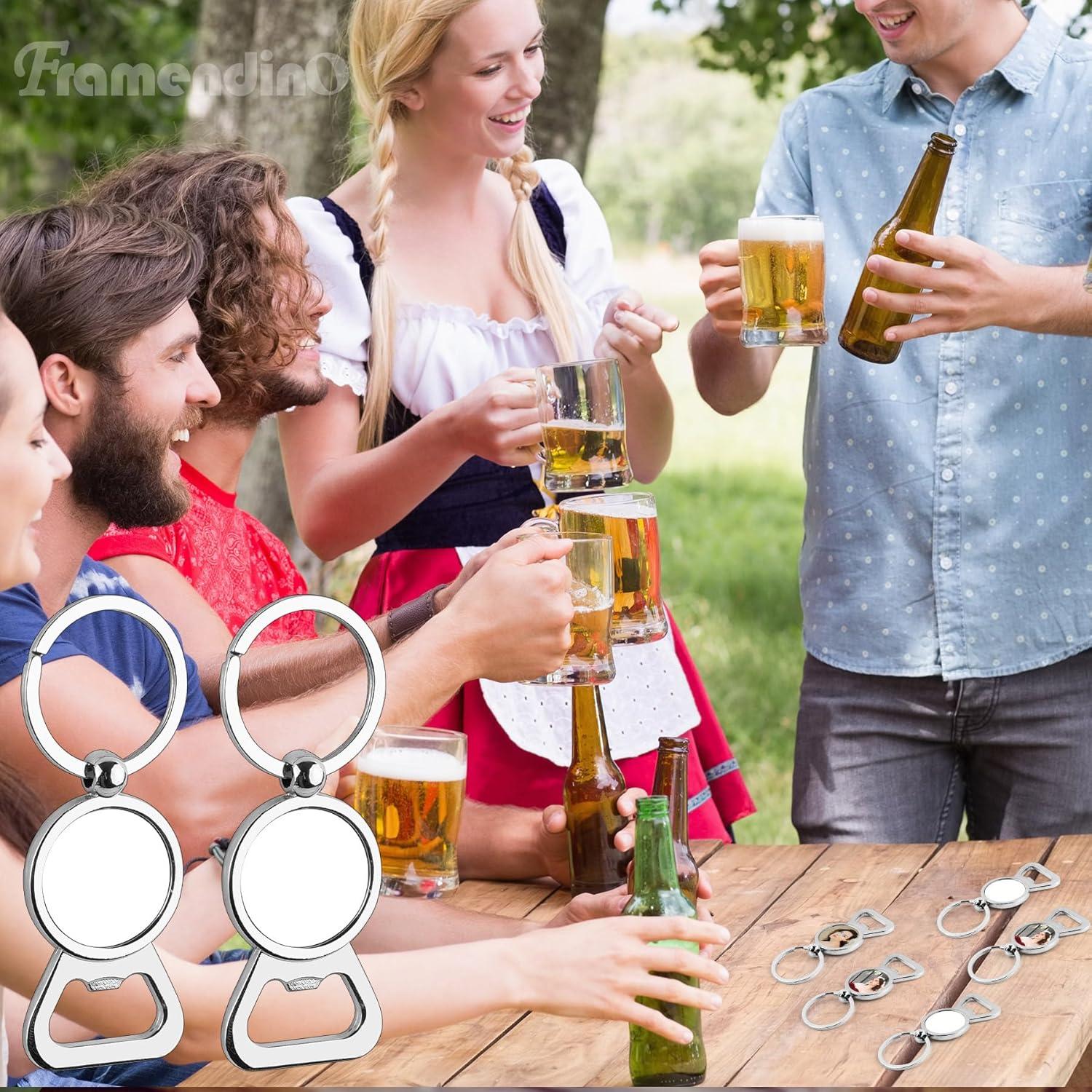 Paquete de 10 Llaveros Abrebotellas Blancos Framendino 8 cm