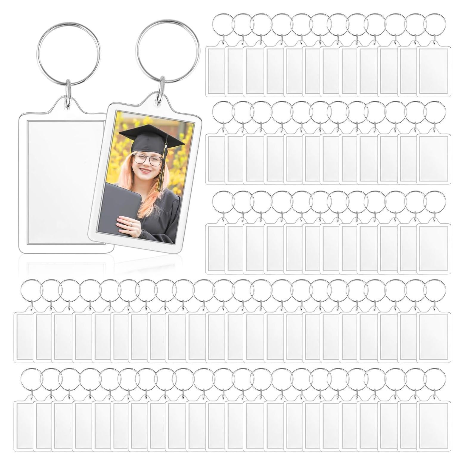 150 Llaveros de Fotos Acrílico Transparente 8.6x13.5 cm