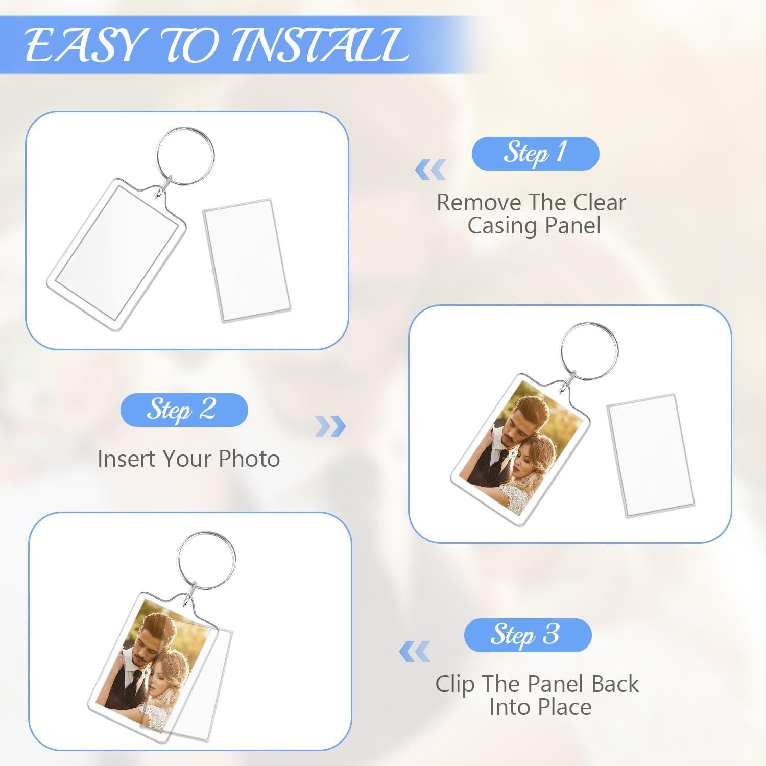 150 Llaveros de Fotos Acrílico Transparente 8.6x13.5 cm