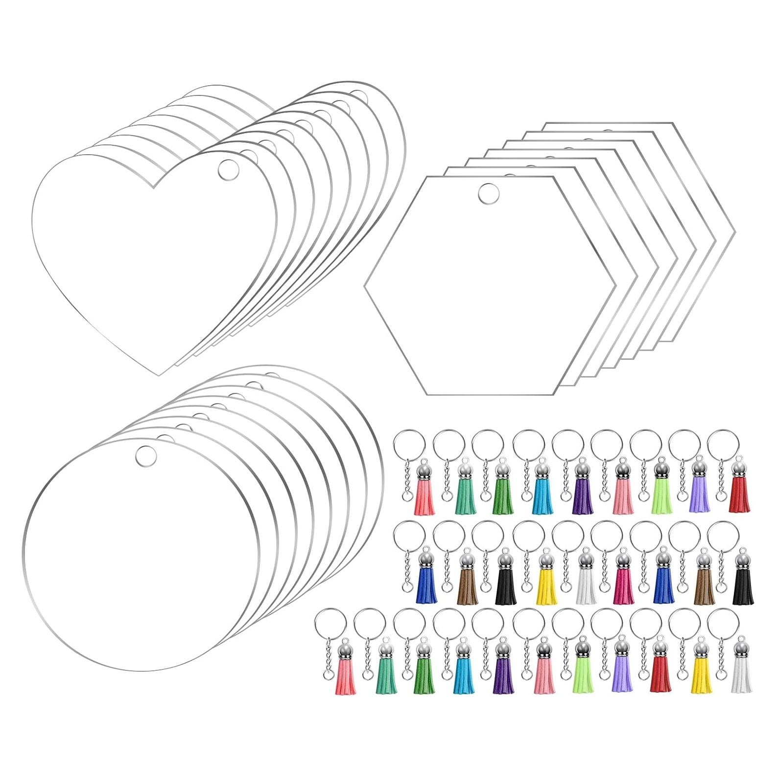 Set de 120 Llaveros de Acrílico en Blanco Cruzix para DIY