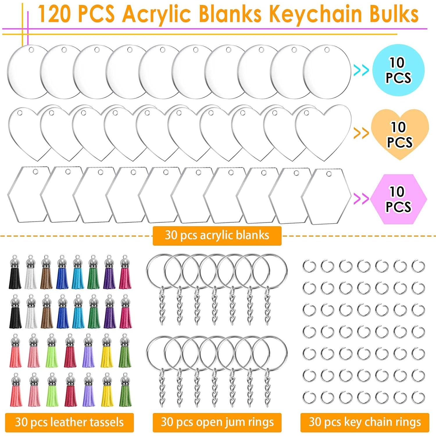 Set de 120 Llaveros de Acrílico en Blanco Cruzix para DIY