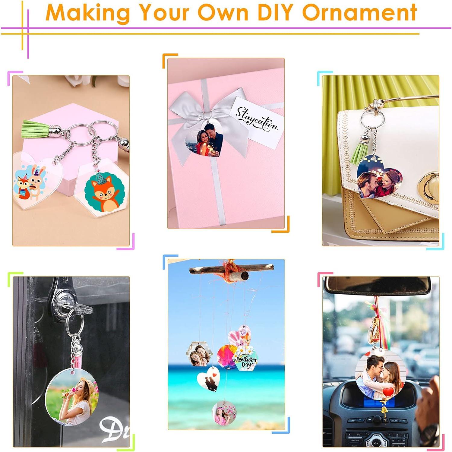 Set de 120 Llaveros de Acrílico en Blanco Cruzix para DIY