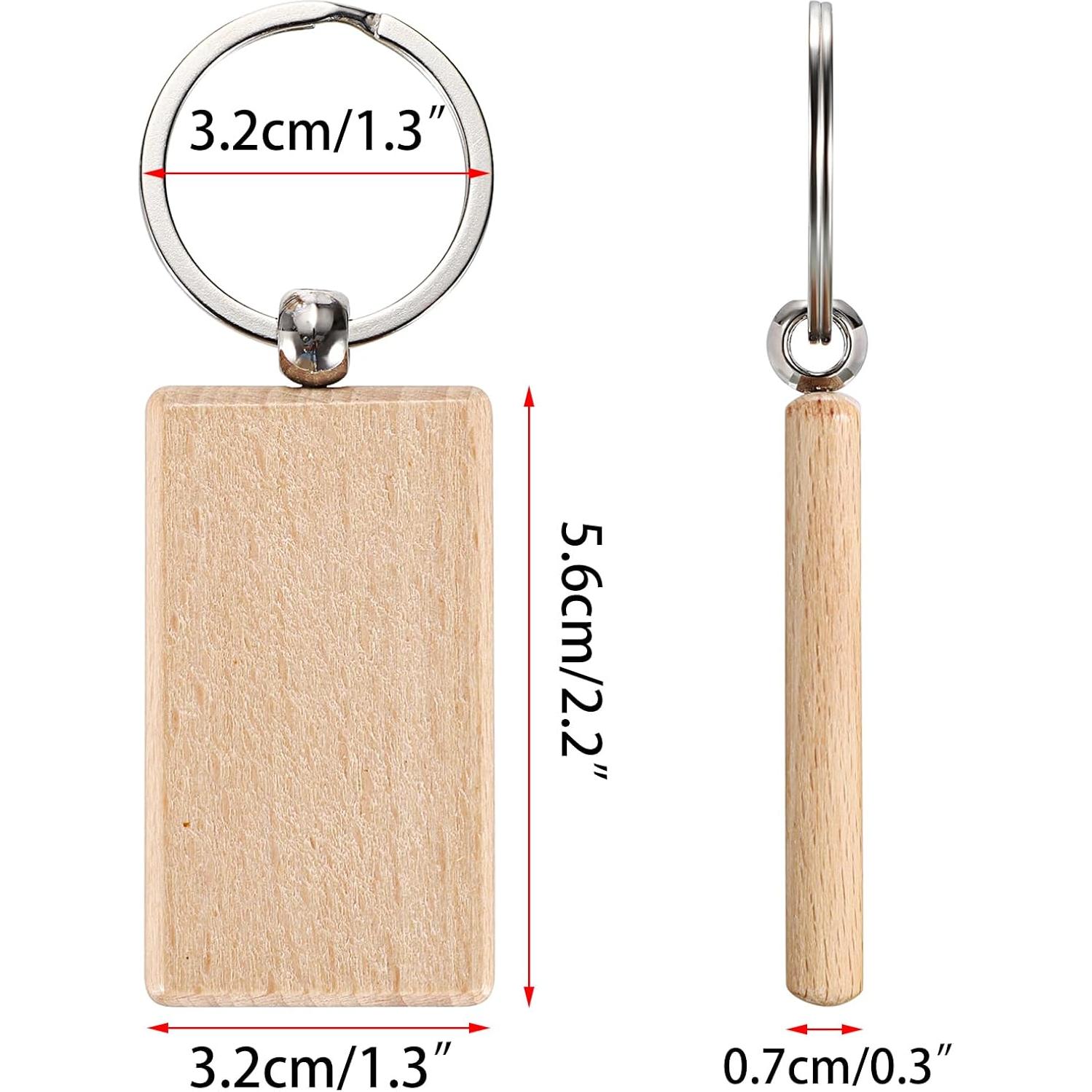 200 Etiquetas de Llave de Madera JUXYES para Grabado 56x32mm