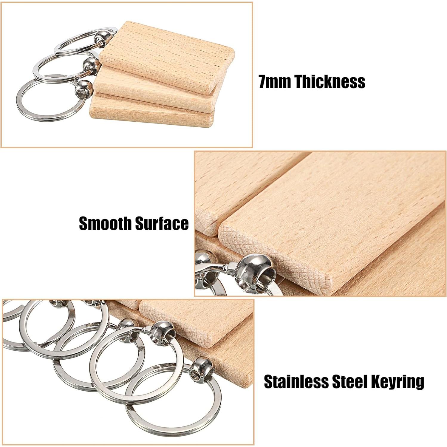 200 Etiquetas de Llave de Madera JUXYES para Grabado 56x32mm