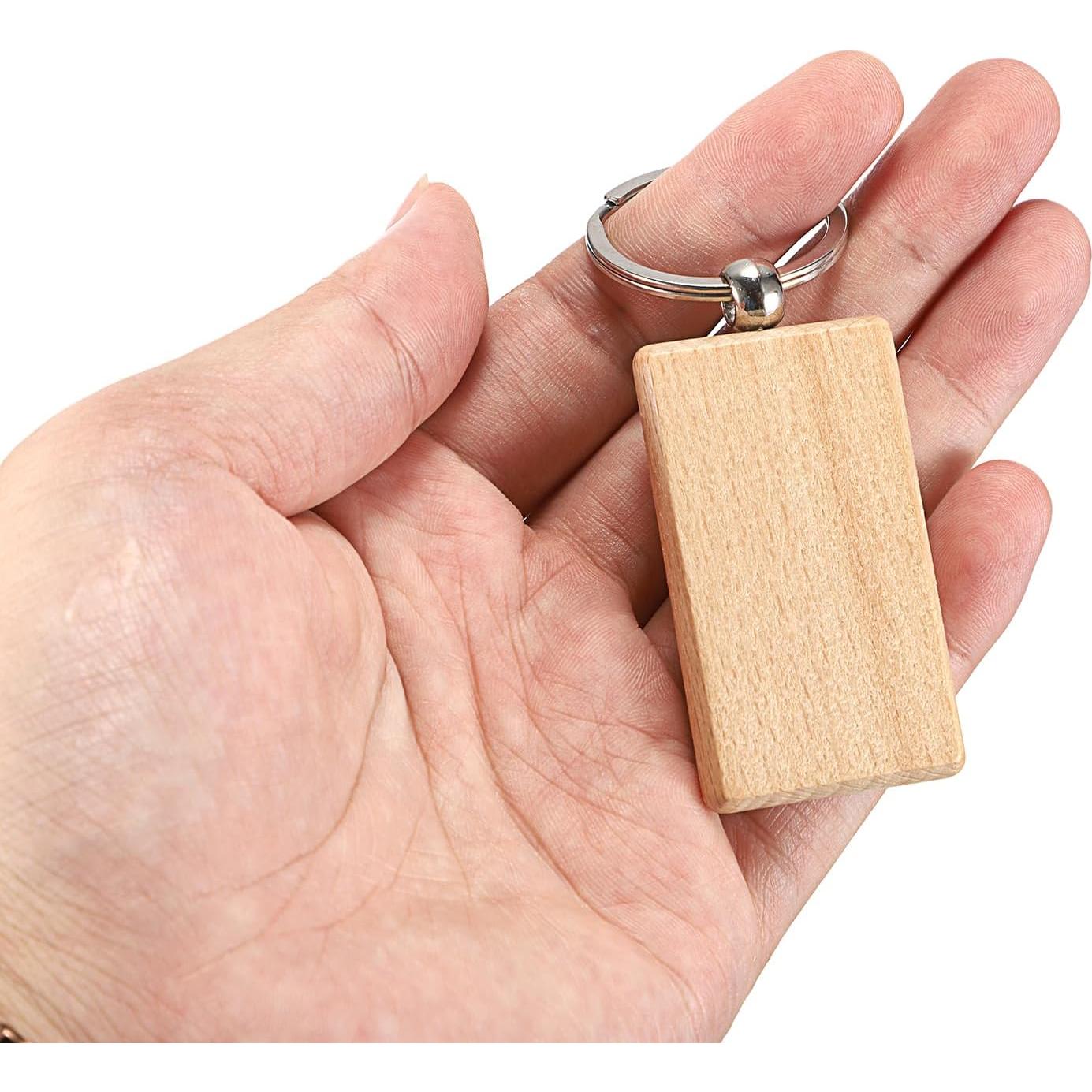 200 Etiquetas de Llave de Madera JUXYES para Grabado 56x32mm