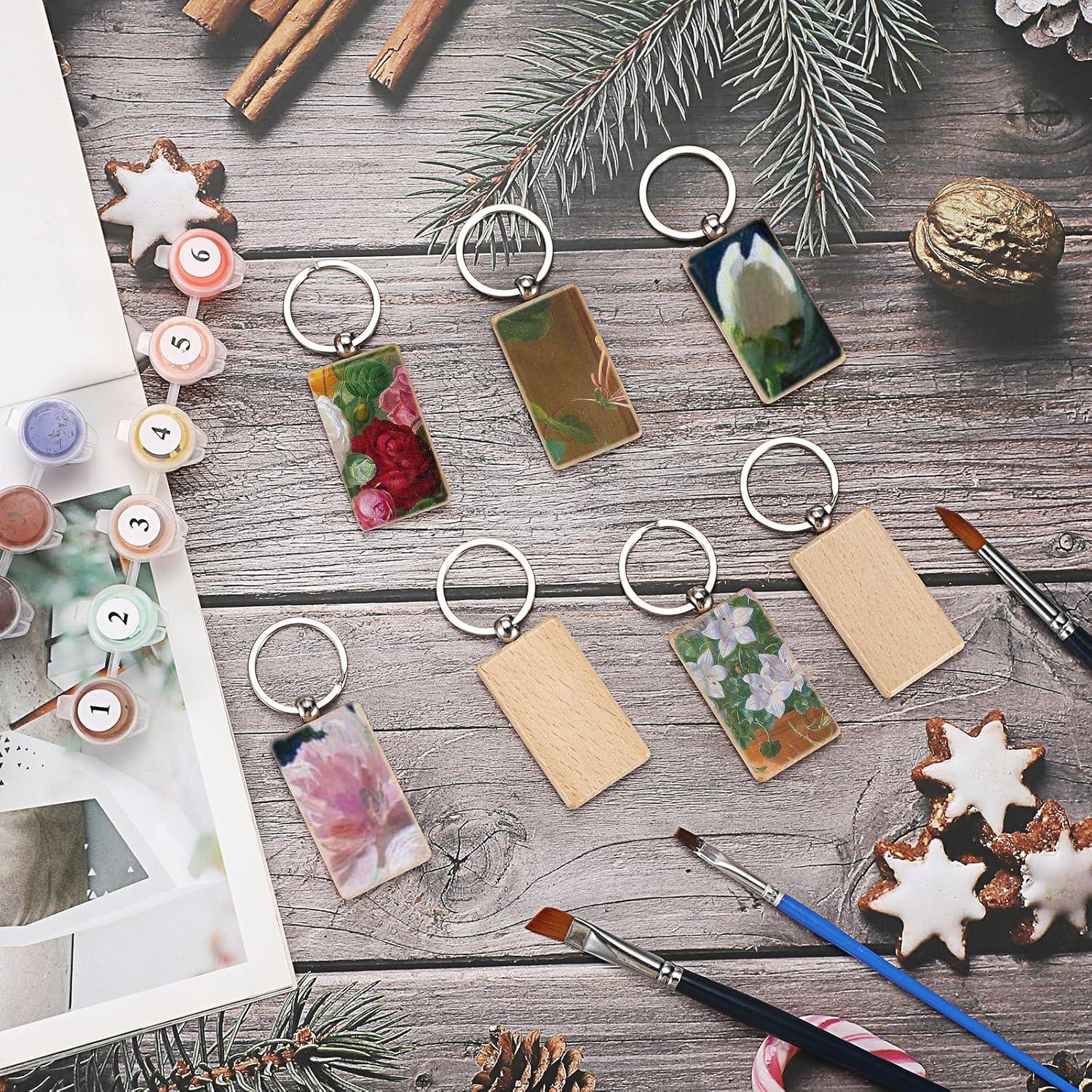 200 Etiquetas de Llave de Madera JUXYES para Grabado 56x32mm