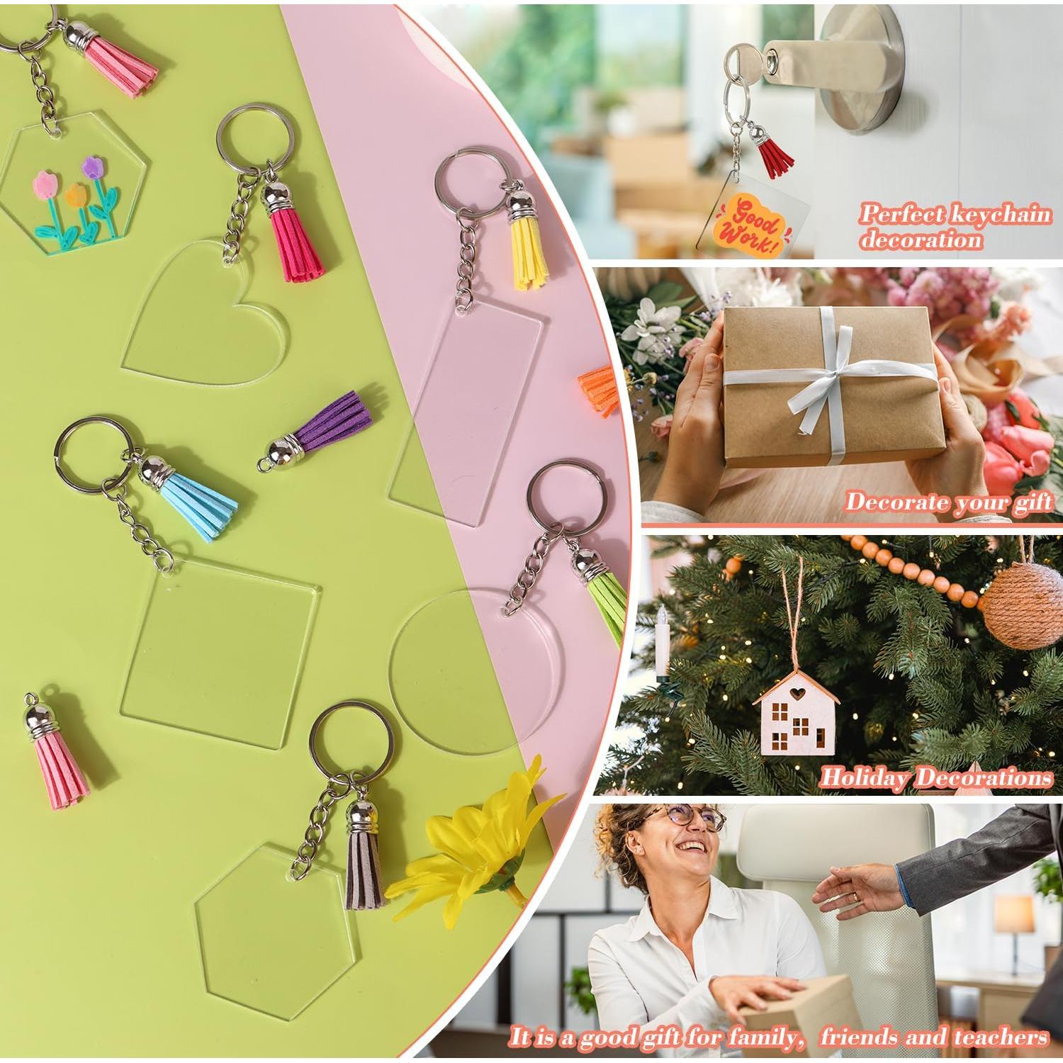 300 Pcs Kit de Llaveros Acrílicos en Blanco PINKXHY DIY