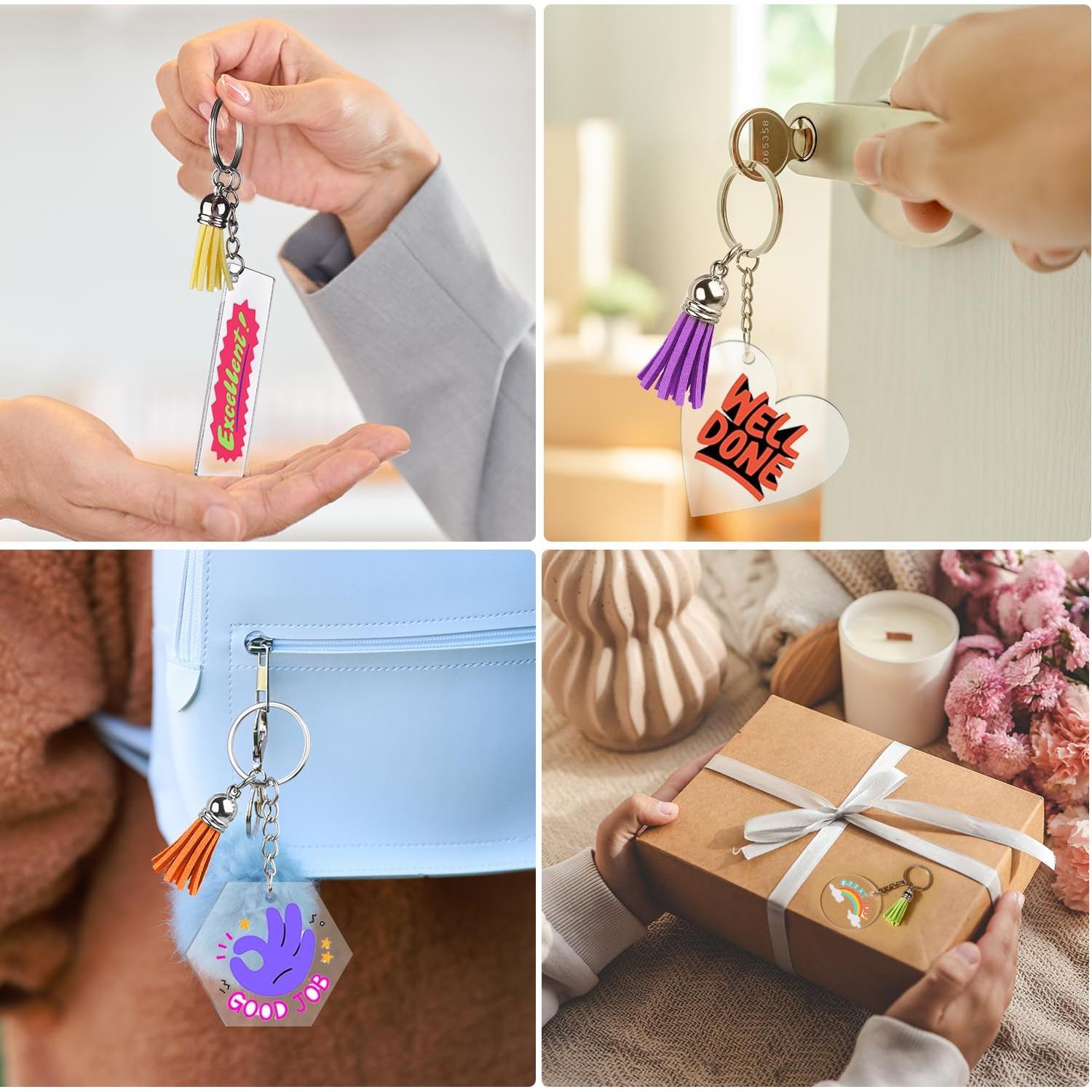 300 Pcs Kit de Llaveros Acrílicos en Blanco PINKXHY DIY