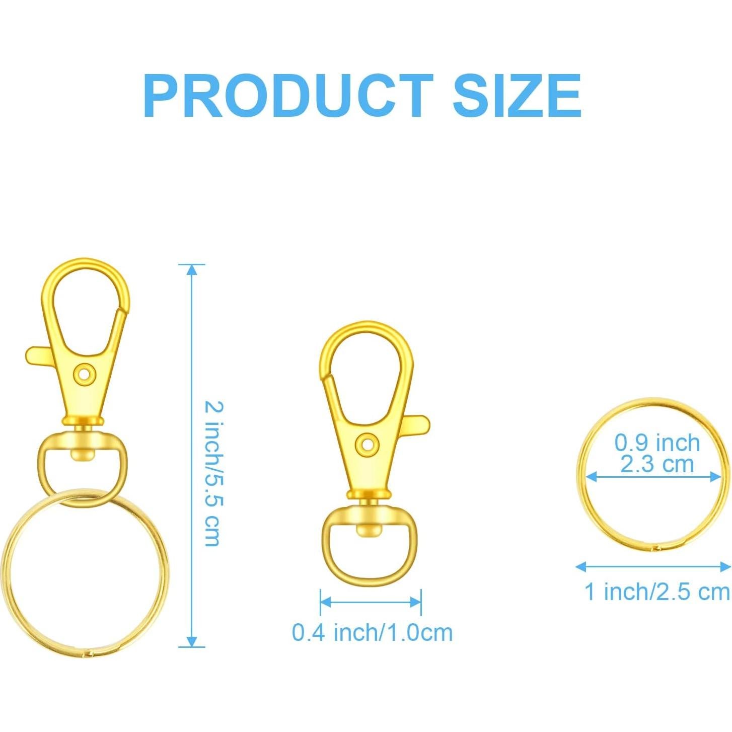 104 Ganchos Giratorios con Anillos para Llaves DSUWAZU Oro 32mm