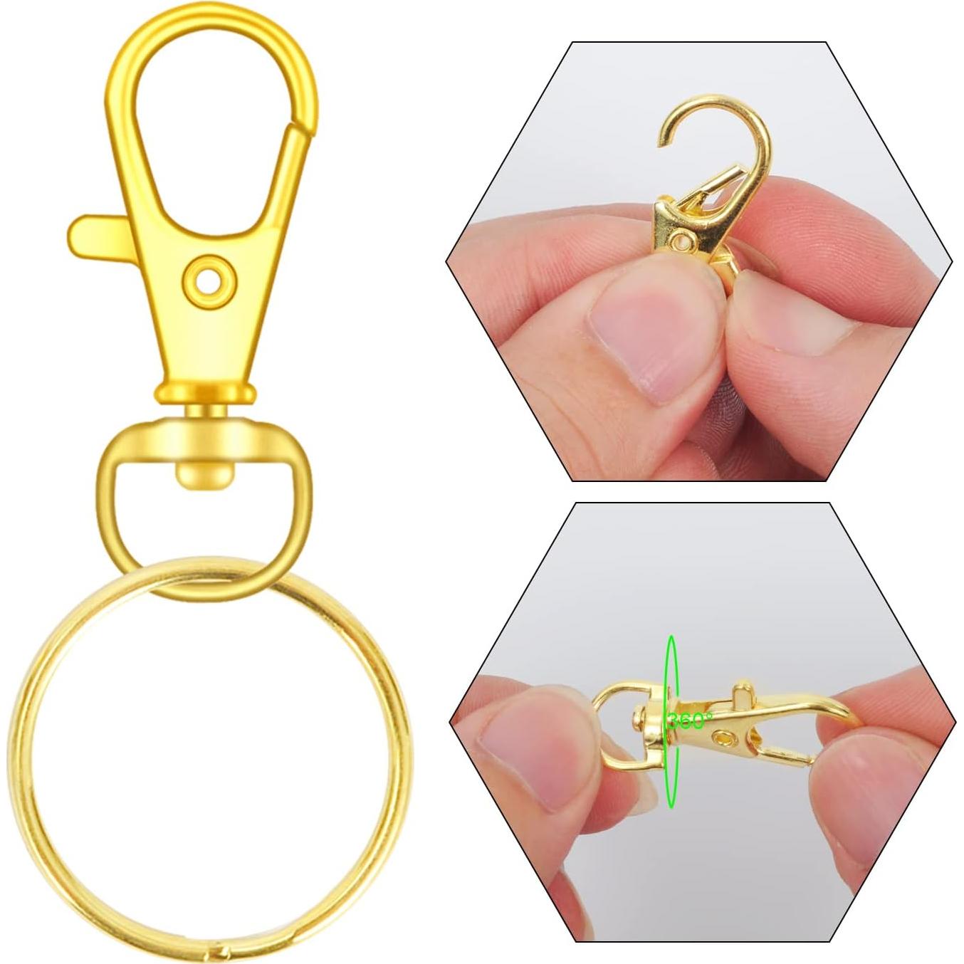 104 Ganchos Giratorios con Anillos para Llaves DSUWAZU Oro 32mm