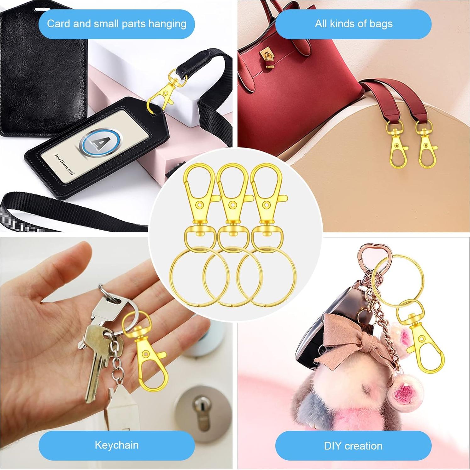 104 Ganchos Giratorios con Anillos para Llaves DSUWAZU Oro 32mm