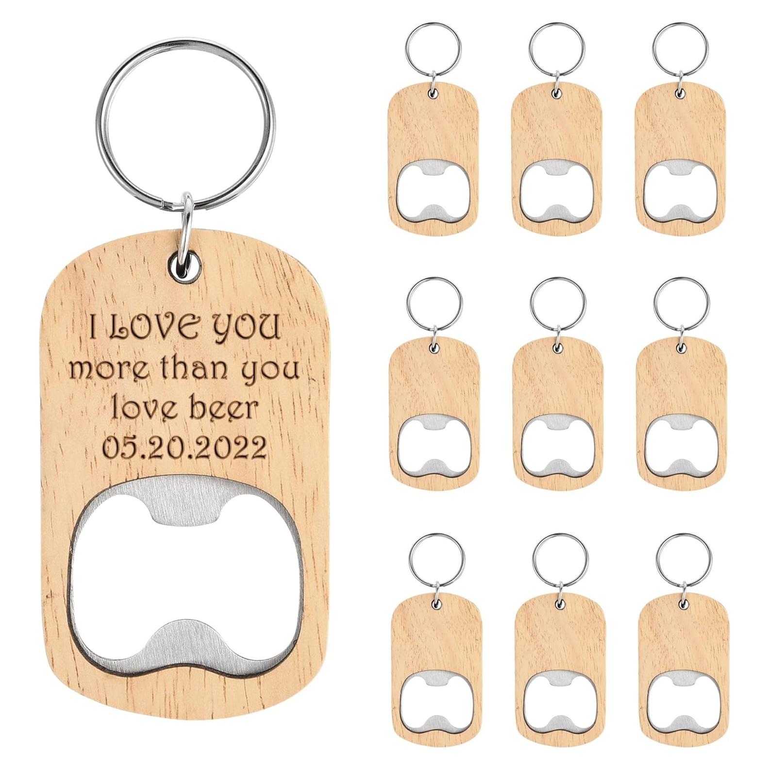 10 Piezas Llavero Abrebotellas de Madera CozyCabin 4x4cm