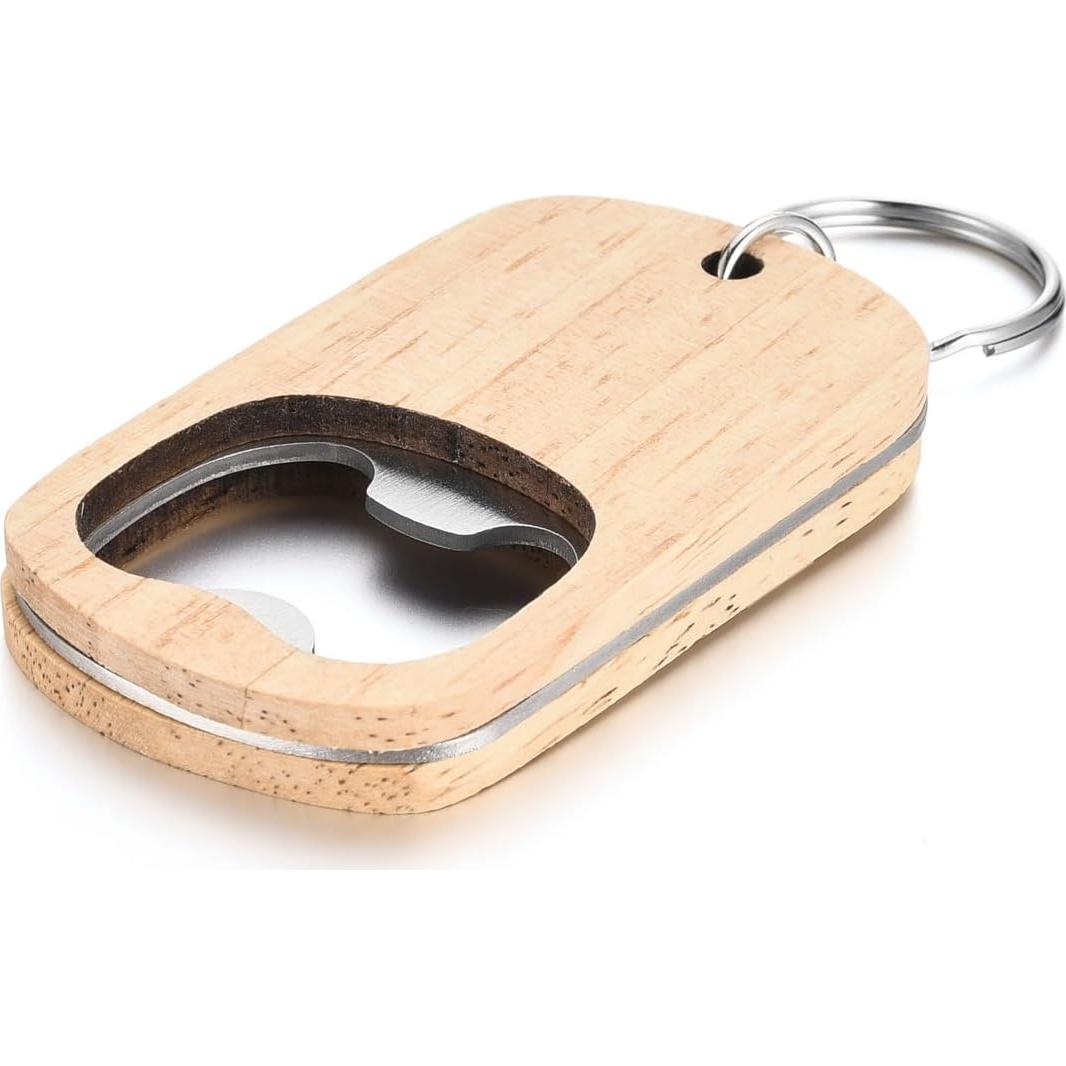 10 Piezas Llavero Abrebotellas de Madera CozyCabin 4x4cm