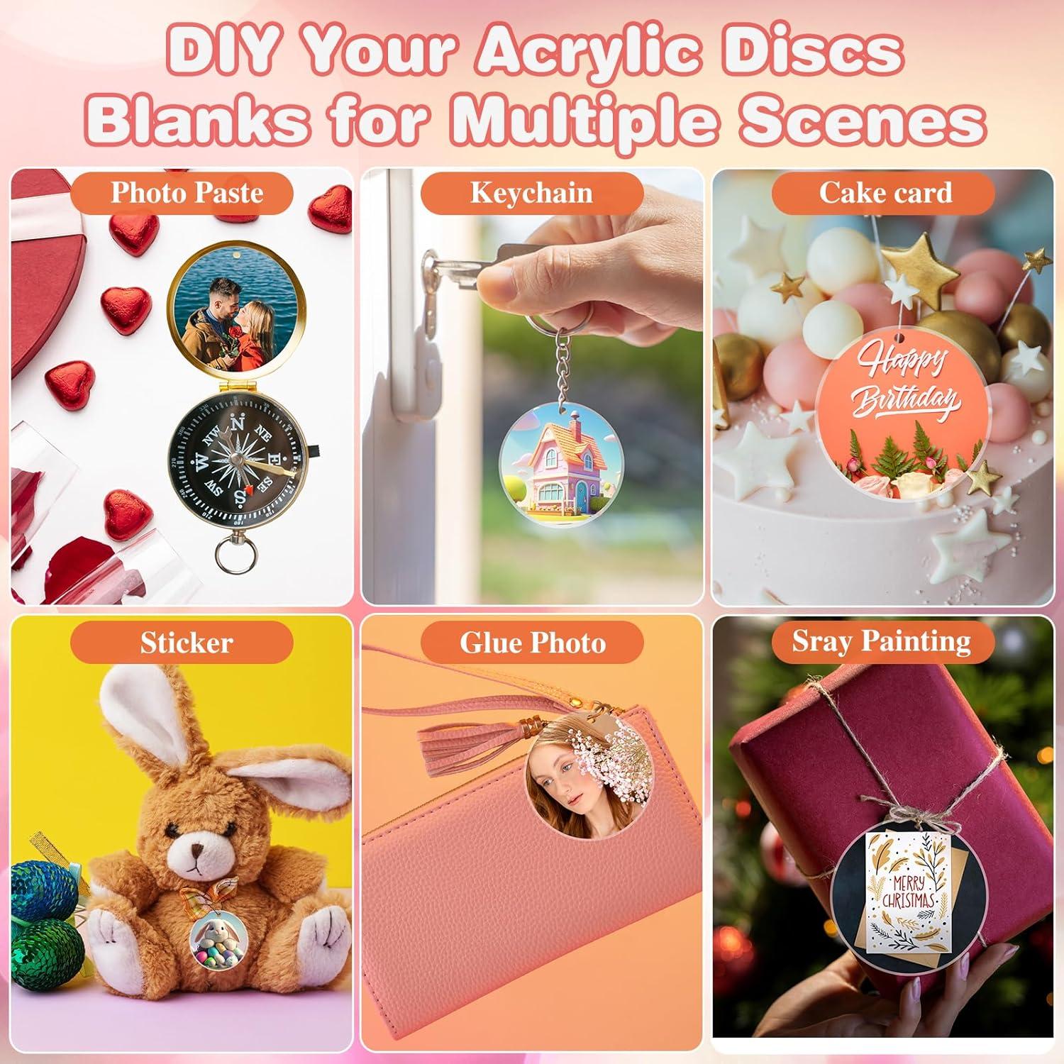 40 Piezas Discos de Acrílico Vacíos 6.35 cm para Manualidades