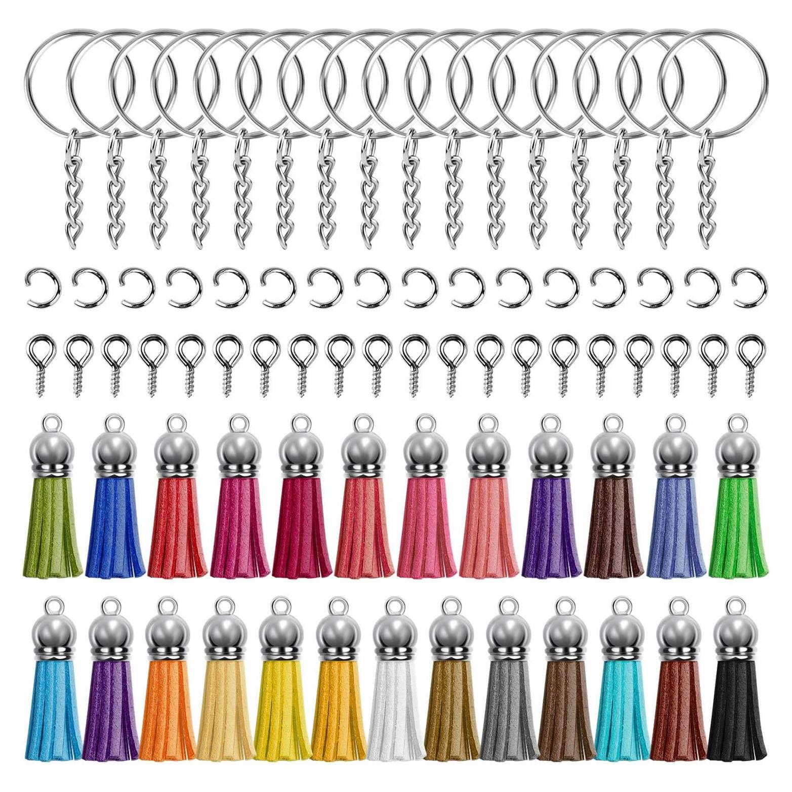 Conjunto de Tasseles y Anillos para Llaveros Cridoz 200pcs