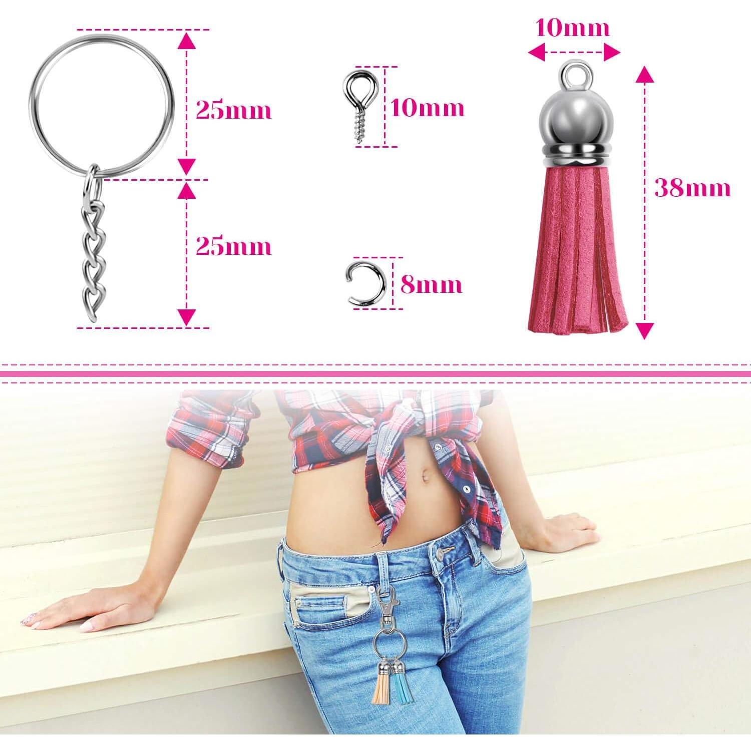 Conjunto de Tasseles y Anillos para Llaveros Cridoz 200pcs