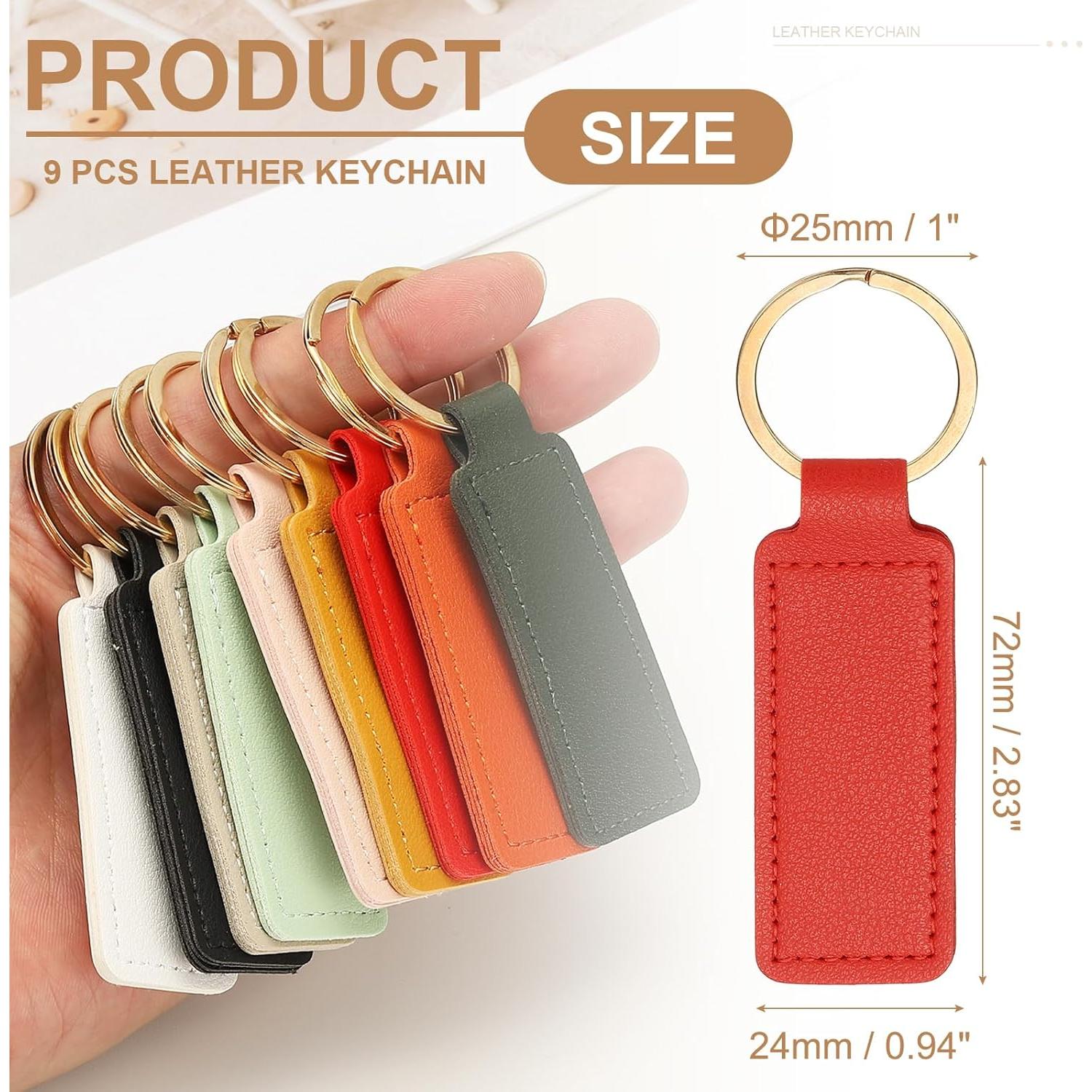 Llaveros de Cuero PU PATIKIL 9pcs 72x24mm Personalizables