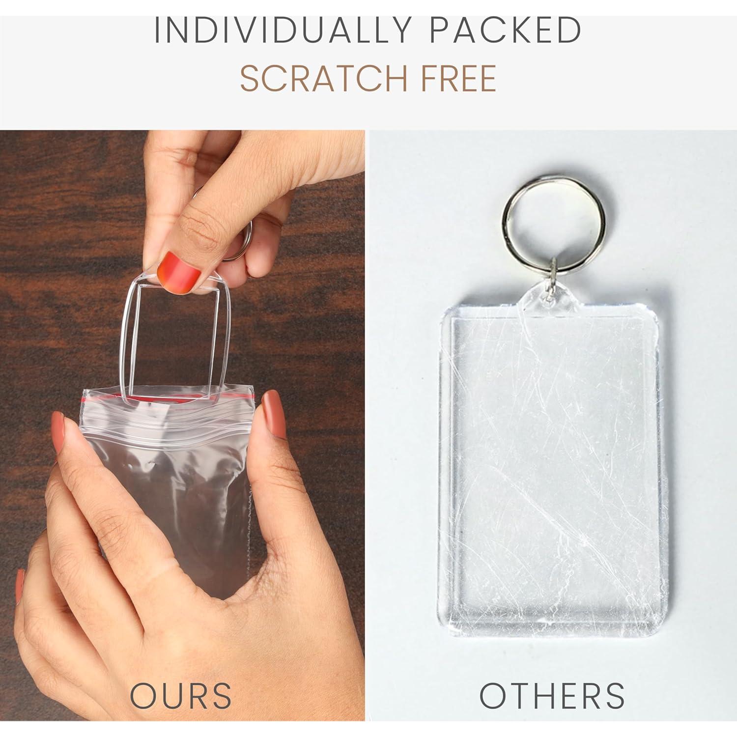 100 Llaveros de Foto Acrílico Kurtzy 5.4x3.4cm Doble Cara