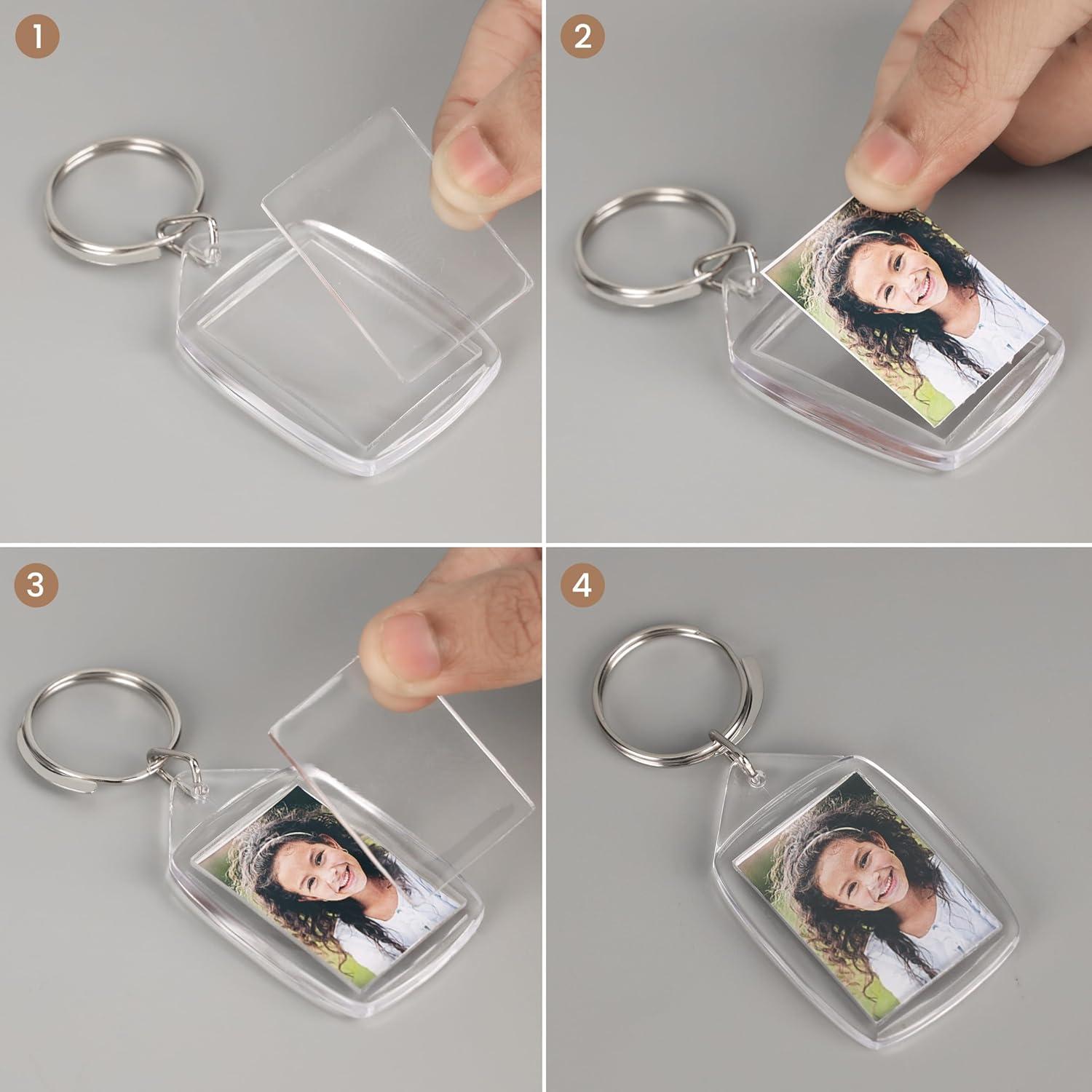 100 Llaveros de Foto Acrílico Kurtzy 5.4x3.4cm Doble Cara