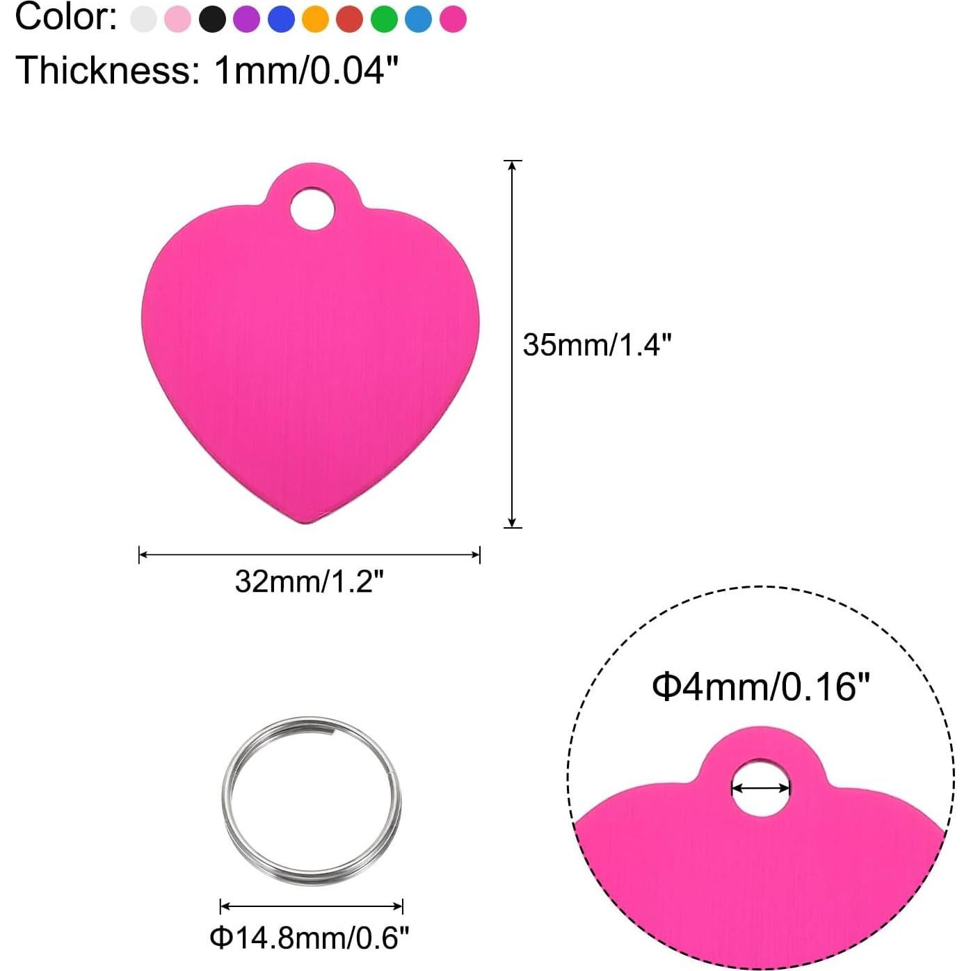 Etiquetas de Identificación para Mascotas uxcell - Corazón, 10 Pzas