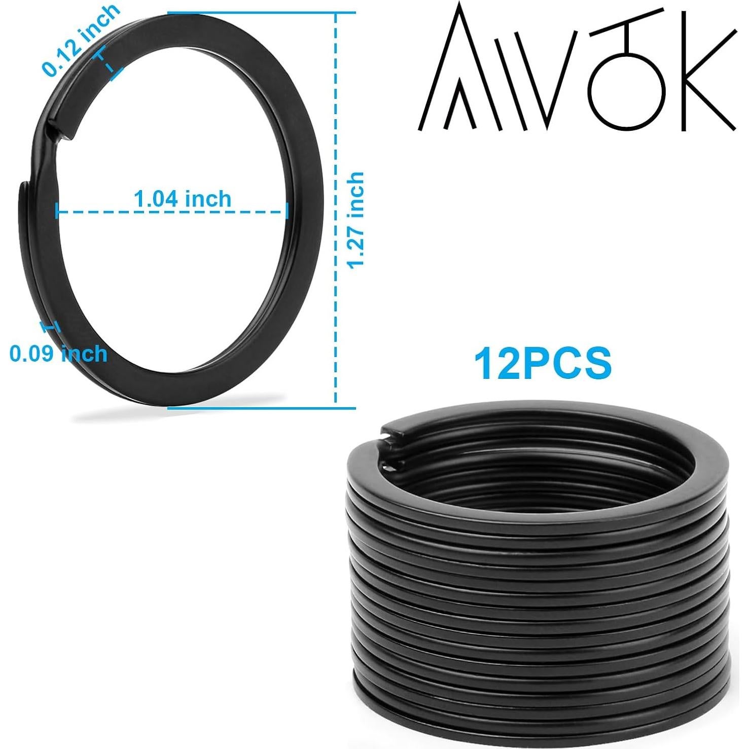 Anillo de Llave Dividido Negro AWTOK 32mm - 12 Piezas