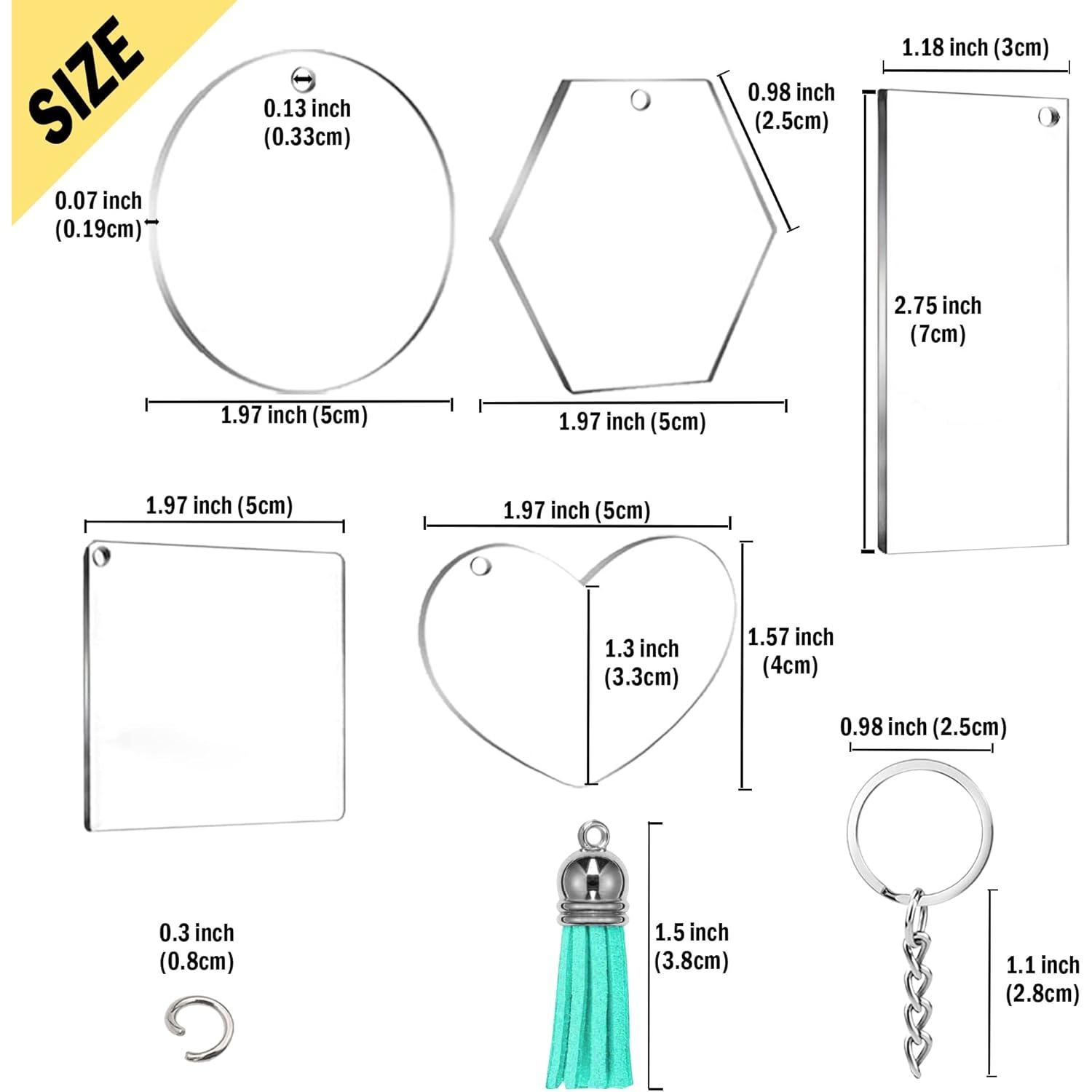 251 Piezas Llaveros Acrílico en Blanco Myzzxt para DIY