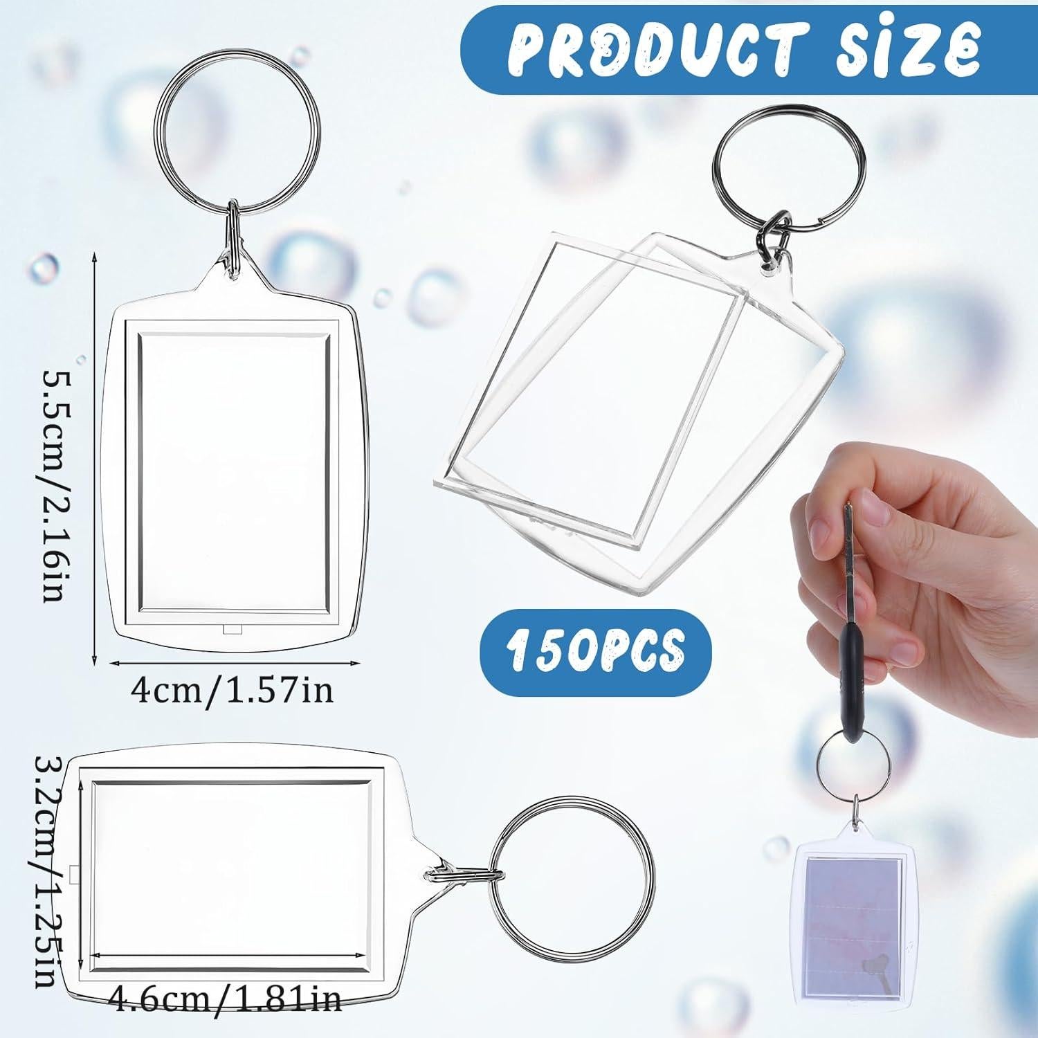 150 Llaveros Acrílicos Transparentes para Foto Personalizada 5.6x4.1cm