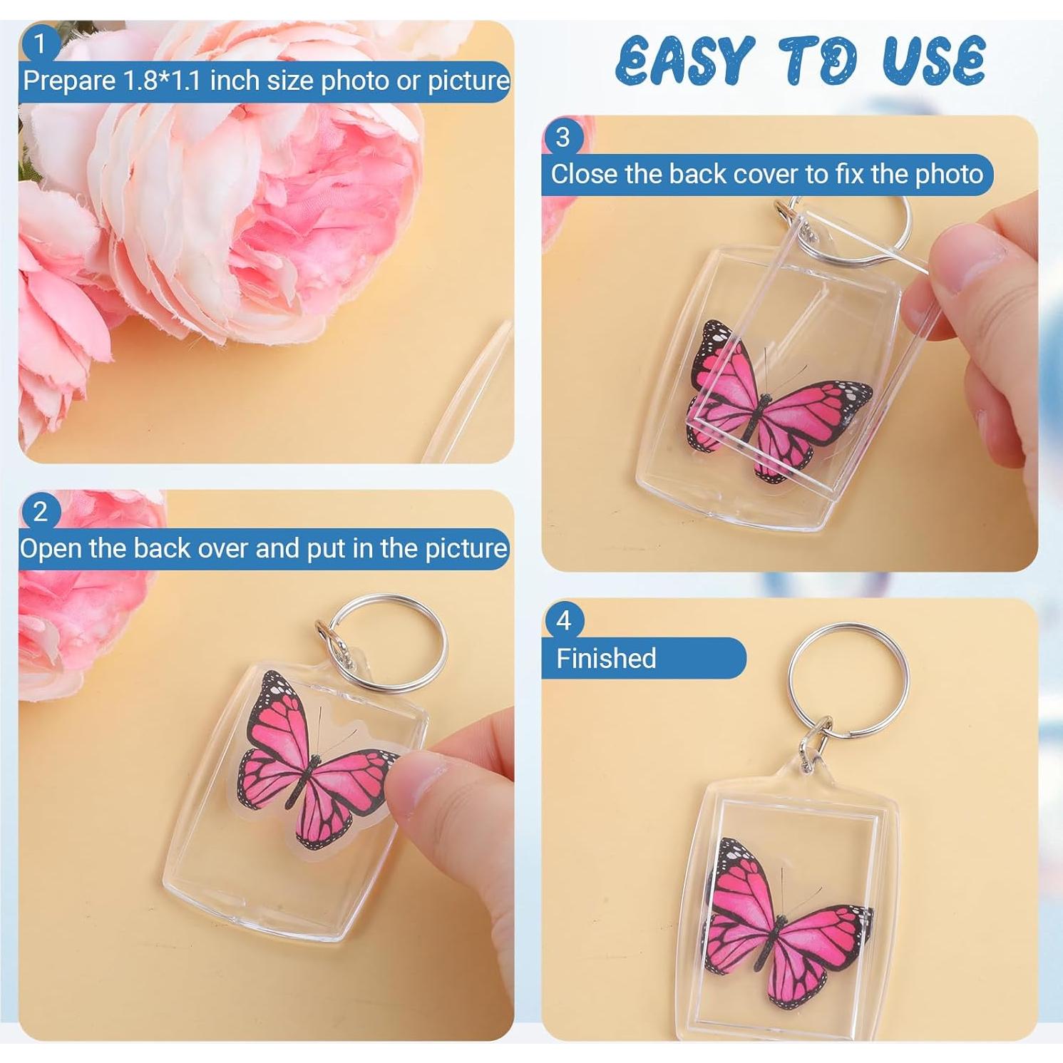 150 Llaveros Acrílicos Transparentes para Foto Personalizada 5.6x4.1cm