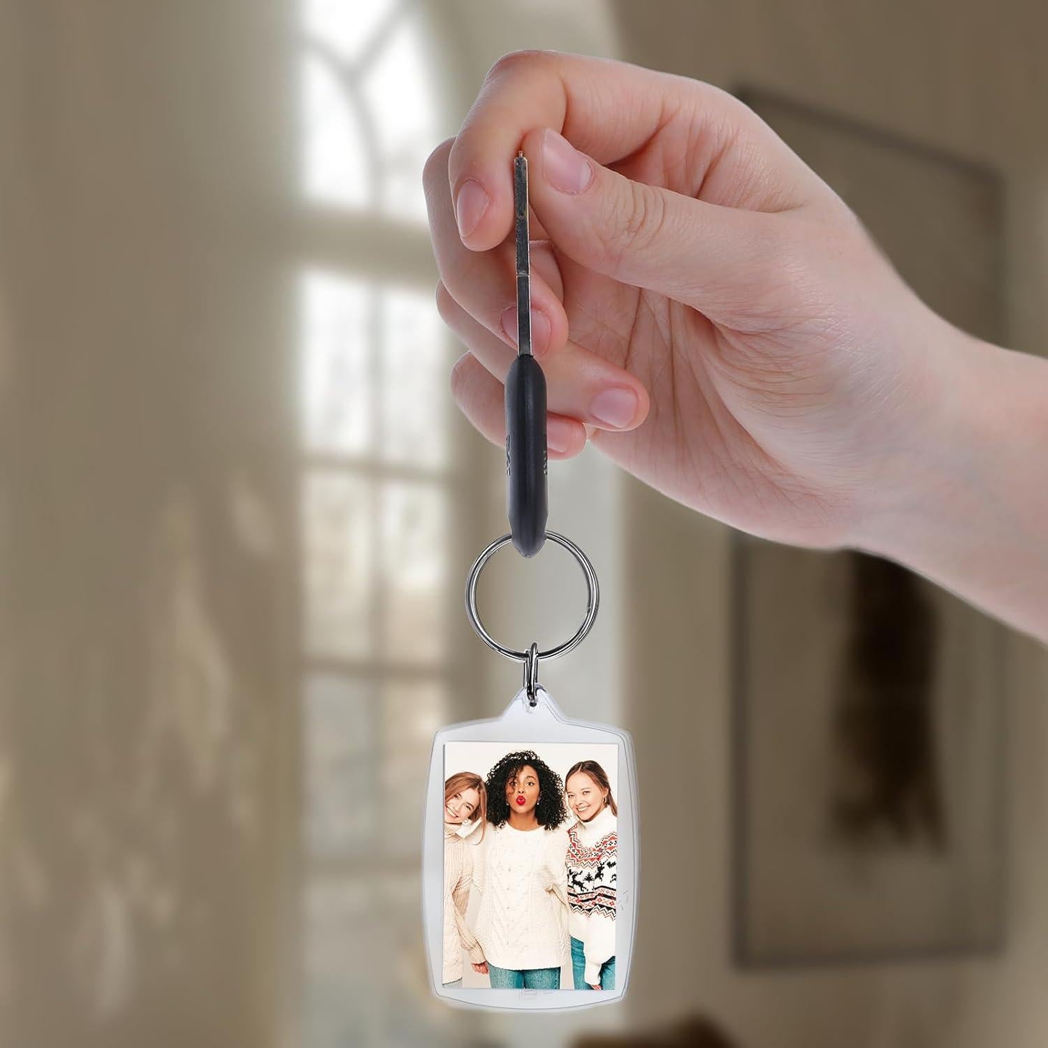 150 Llaveros Acrílicos Transparentes para Foto Personalizada 5.6x4.1cm