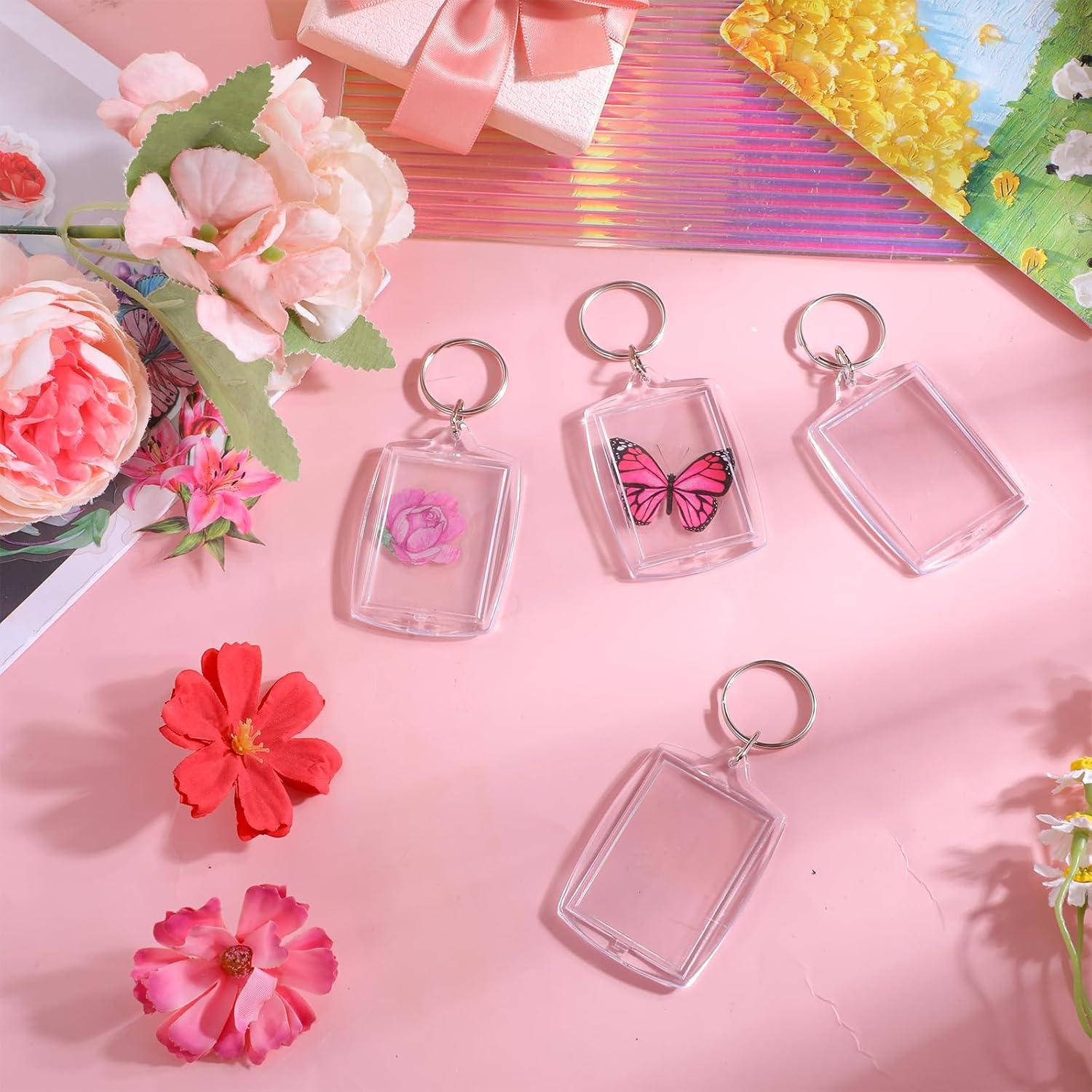 150 Llaveros Acrílicos Transparentes para Foto Personalizada 5.6x4.1cm