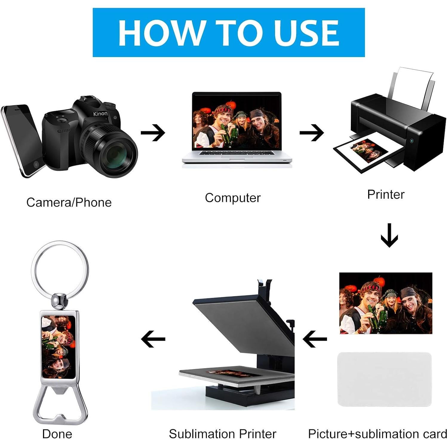 6 Llaveros Abrebotellas Personalizables Yaomiao Metal Plata