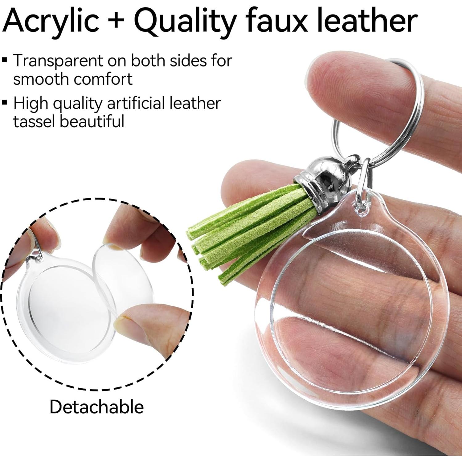 20 Llaveros de Foto Acrílico Transparentes con Borlas DIY