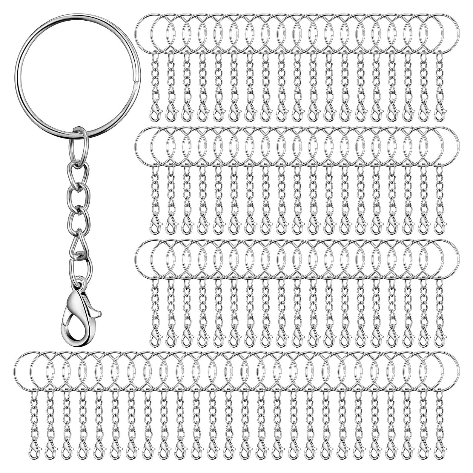Kit de Llaveros Sasylvia 100 Pcs Metal Plateado Manualidades