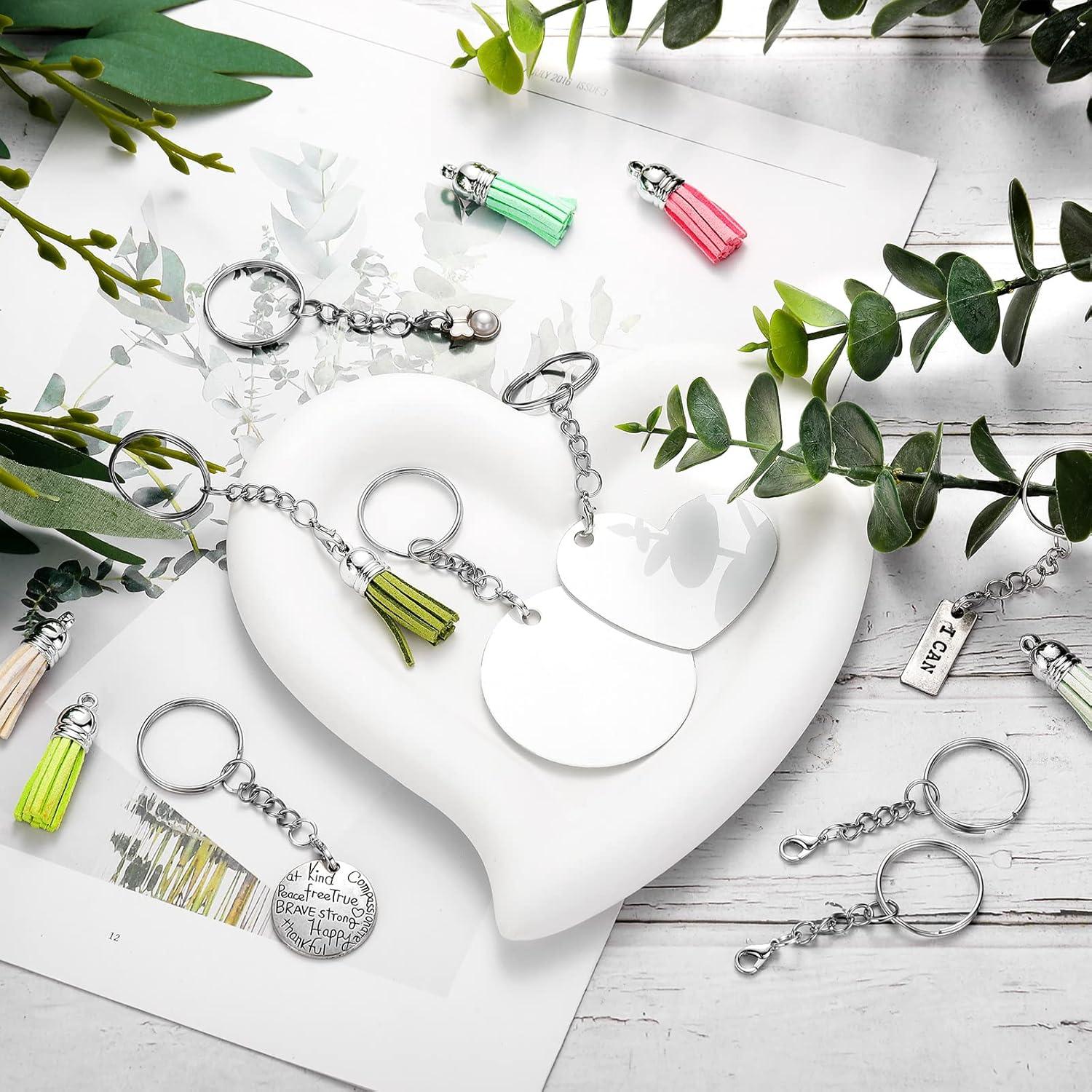 Kit de Llaveros Sasylvia 100 Pcs Metal Plateado Manualidades