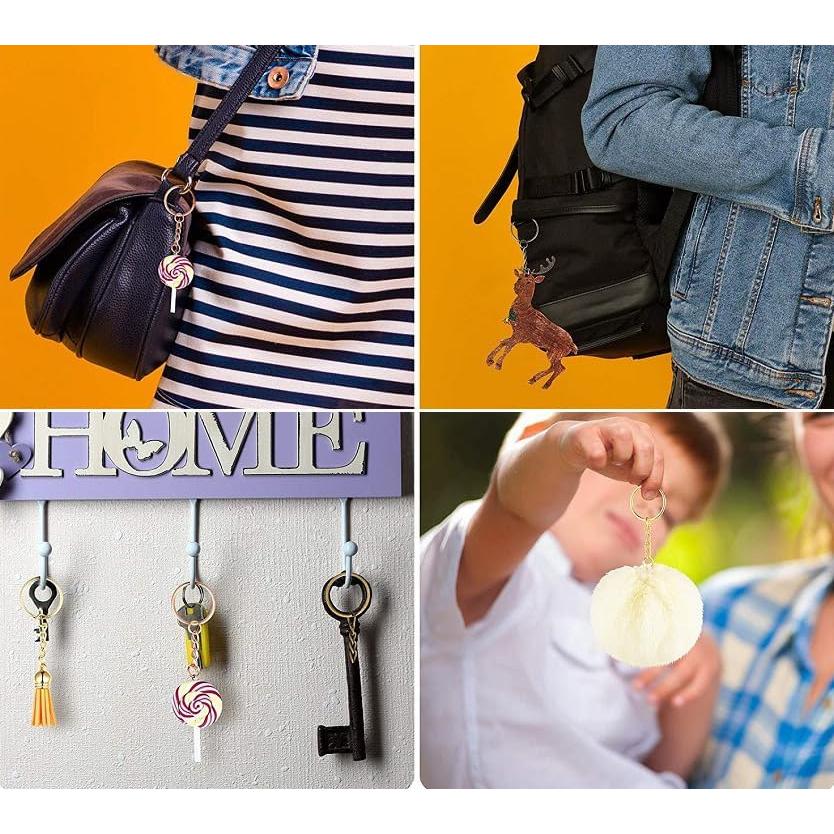 100 Anillos de Llave Dorados 25mm con Cadena y Anillos Abiertos