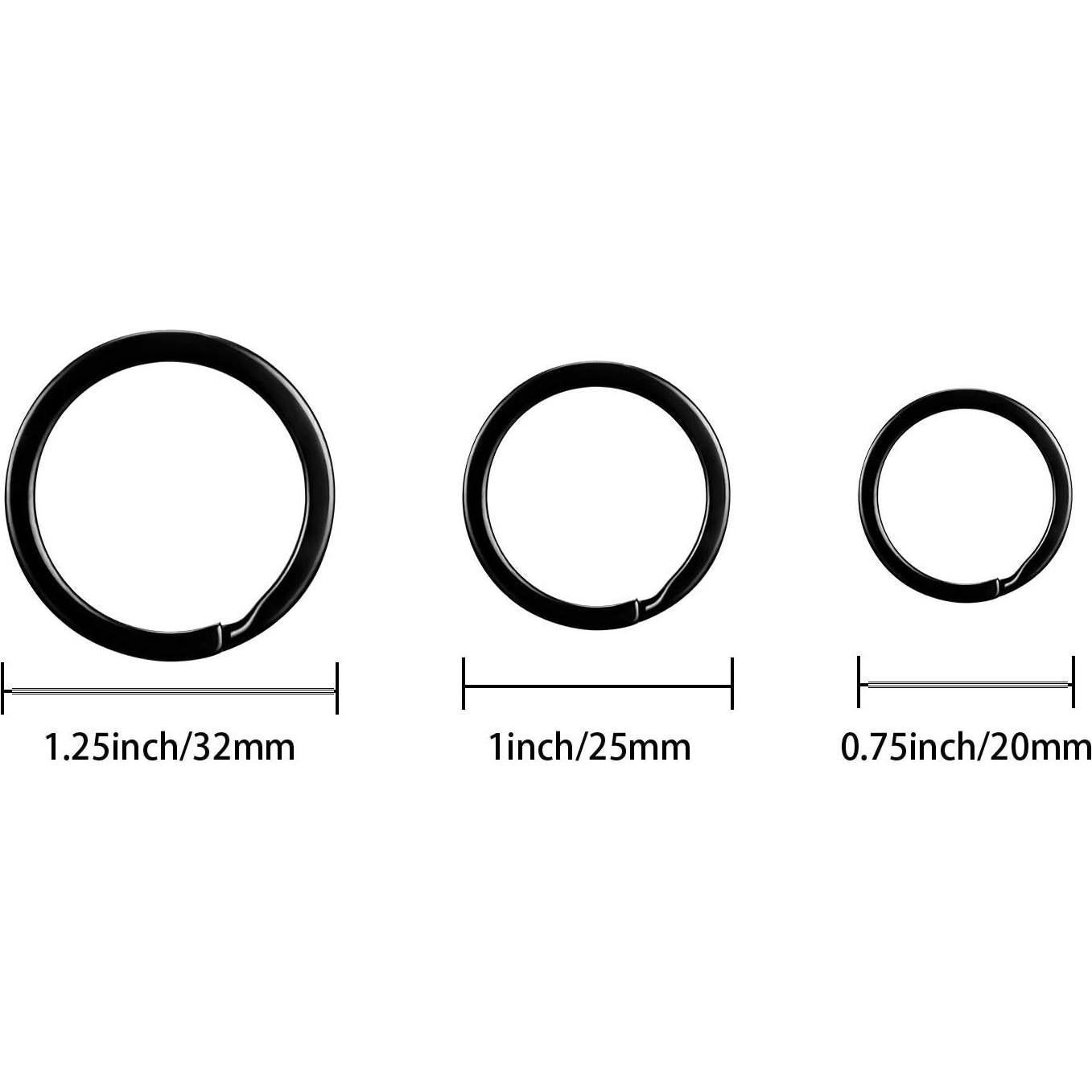 30 Anillos de Llave Divididos Metal Outus 20mm 25mm 32mm Negro