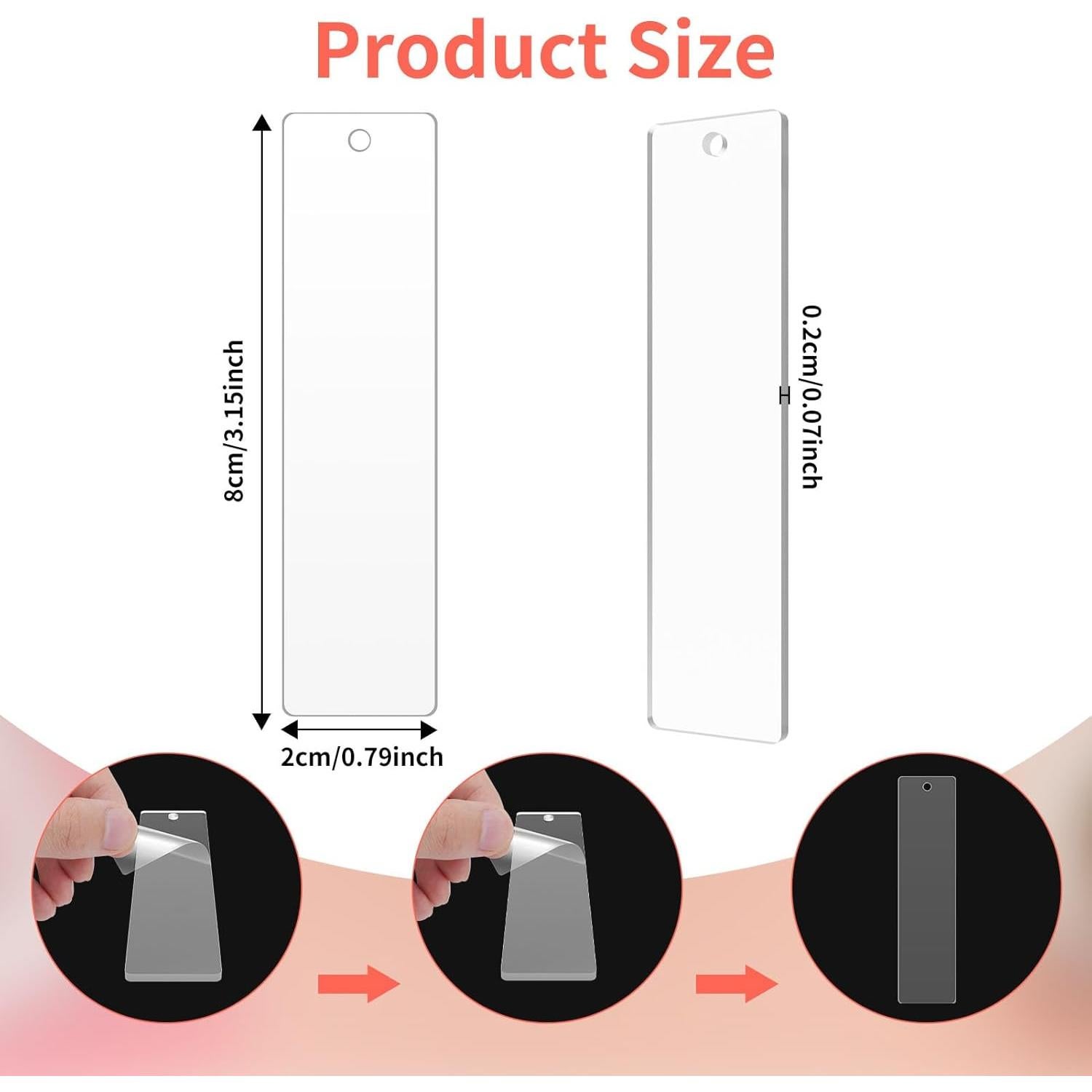 Llaveros Acrílicos Transparentes YaeYur 12PCS 2x8cm DIY
