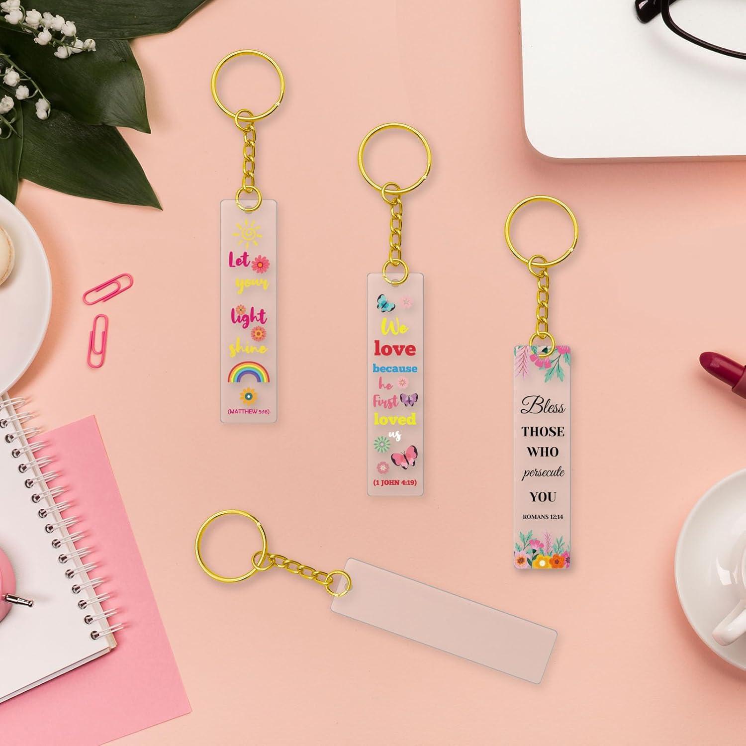 Llaveros Acrílicos Transparentes YaeYur 12PCS 2x8cm DIY