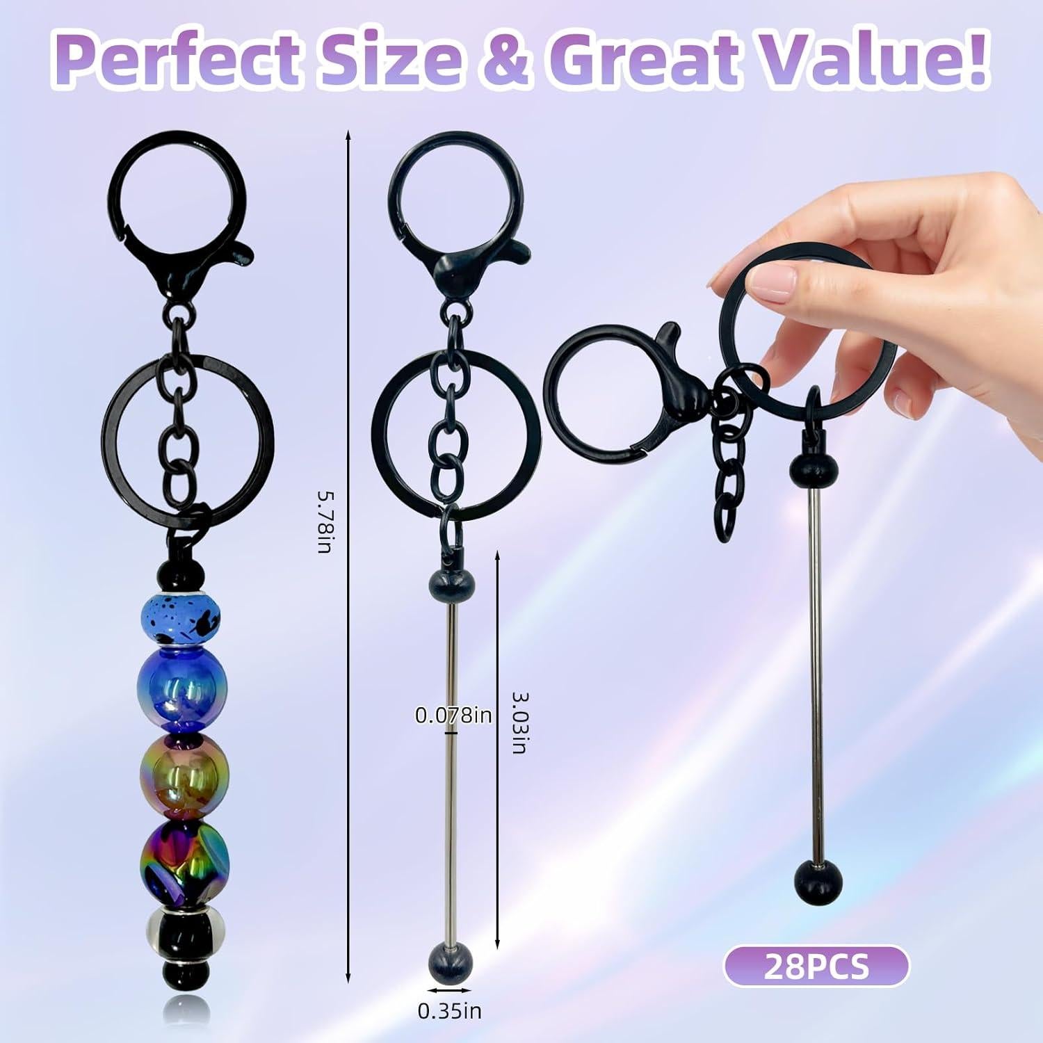 Kit de Llaveros Beadable DNLEGULI - 28 Piezas en Negro