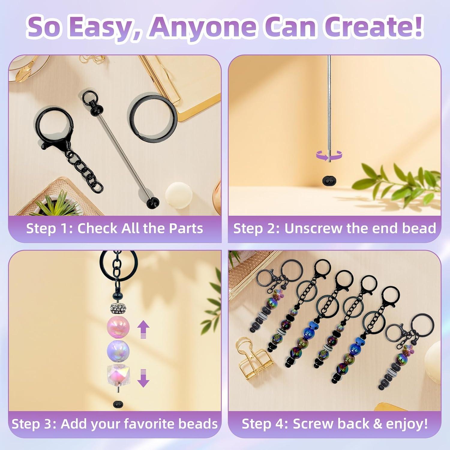 Kit de Llaveros Beadable DNLEGULI - 28 Piezas en Negro