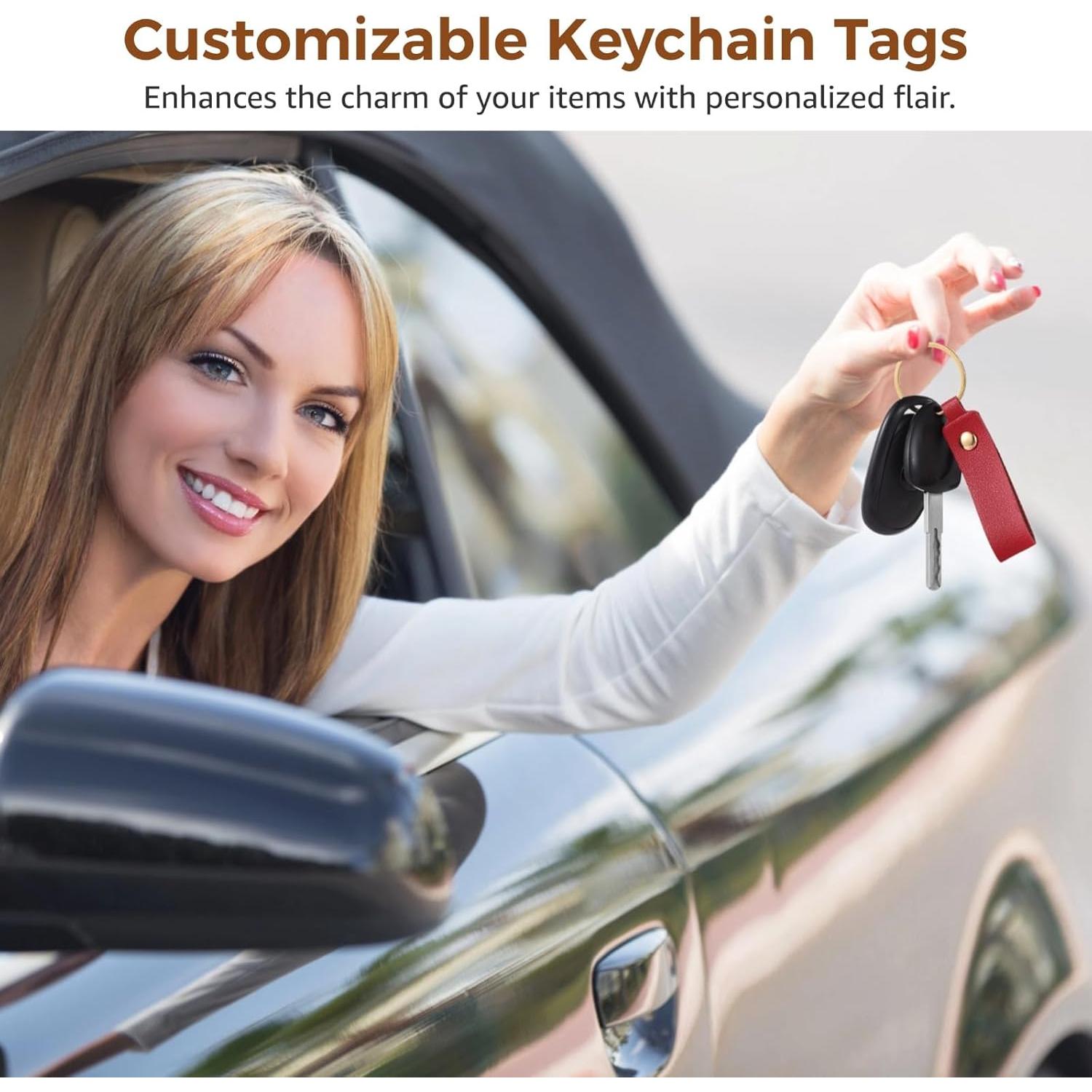 100 Piezas Llavero de Cuero PU Multicolor para DIY y Etiquetas